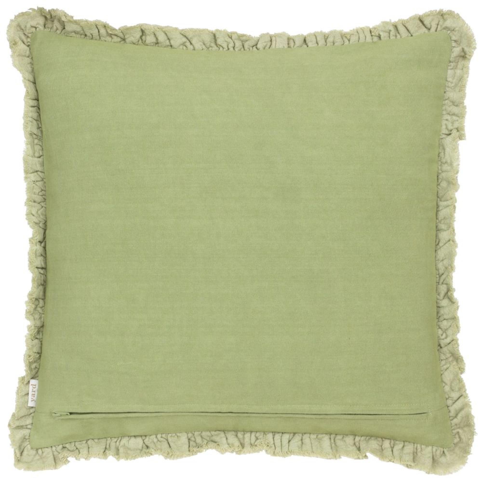 Yard Bertie Washed Cotton Sage Green Velvet Cushion
