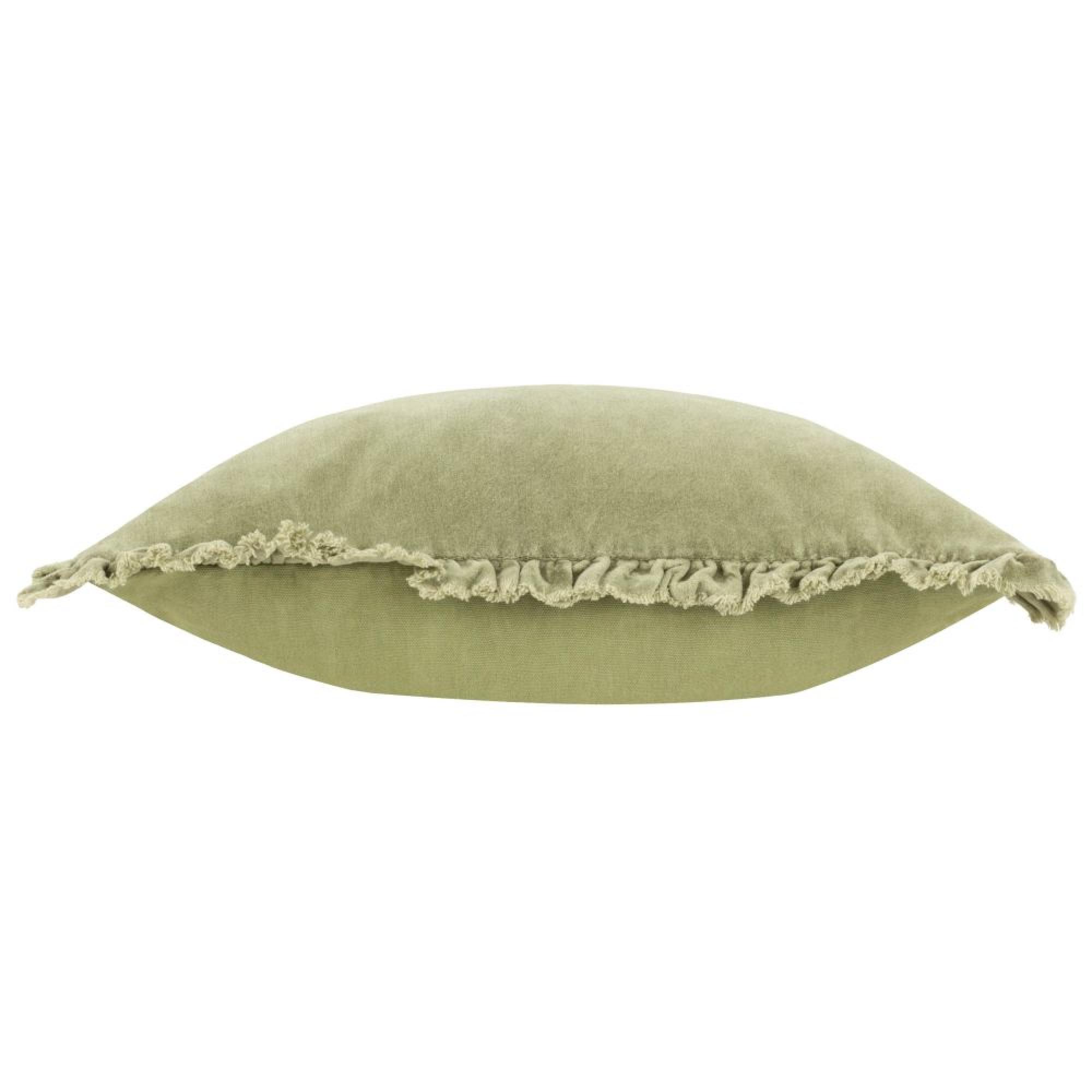 Yard Bertie Washed Cotton Sage Green Velvet Cushion