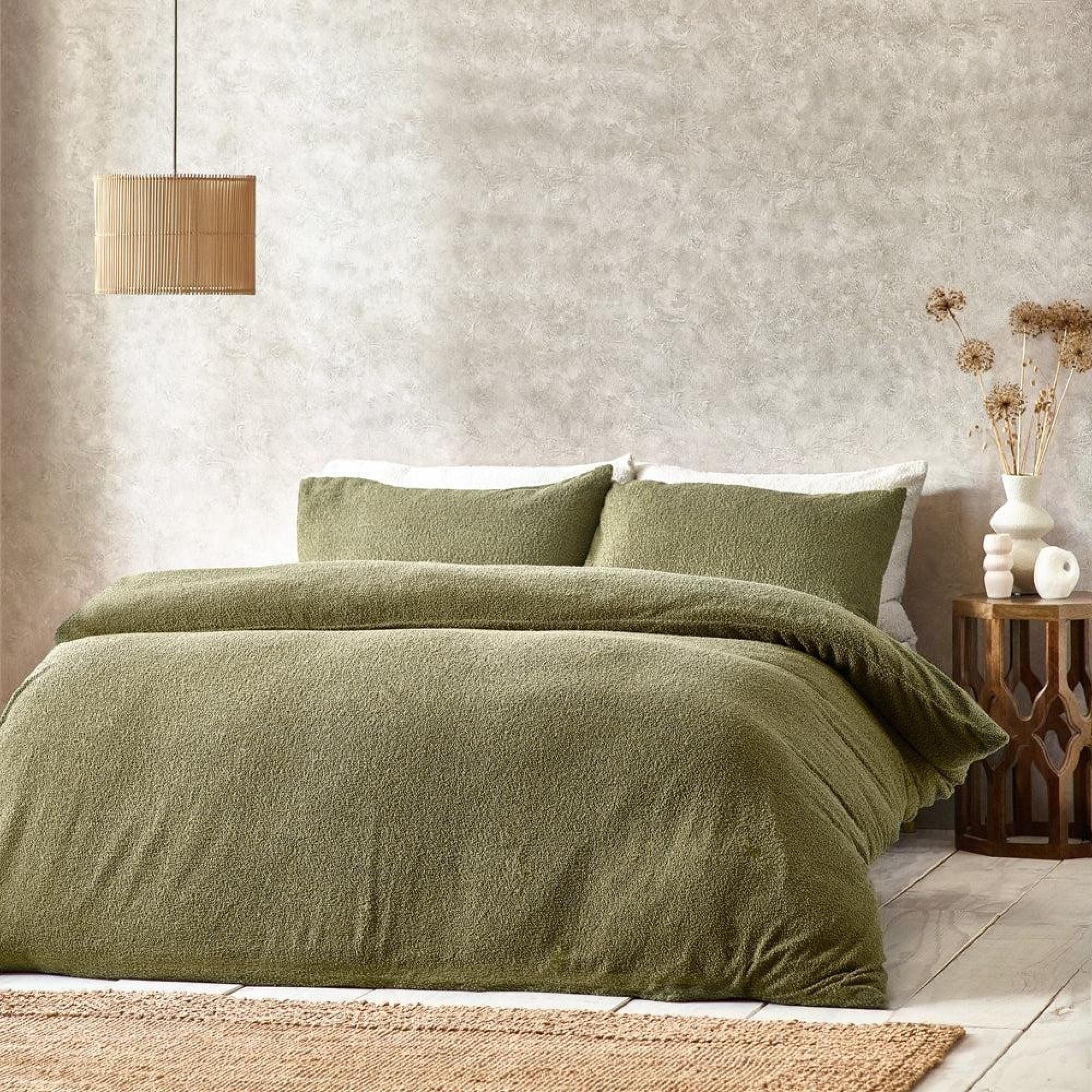 Yard Boucle Olive Duvet Cover Set