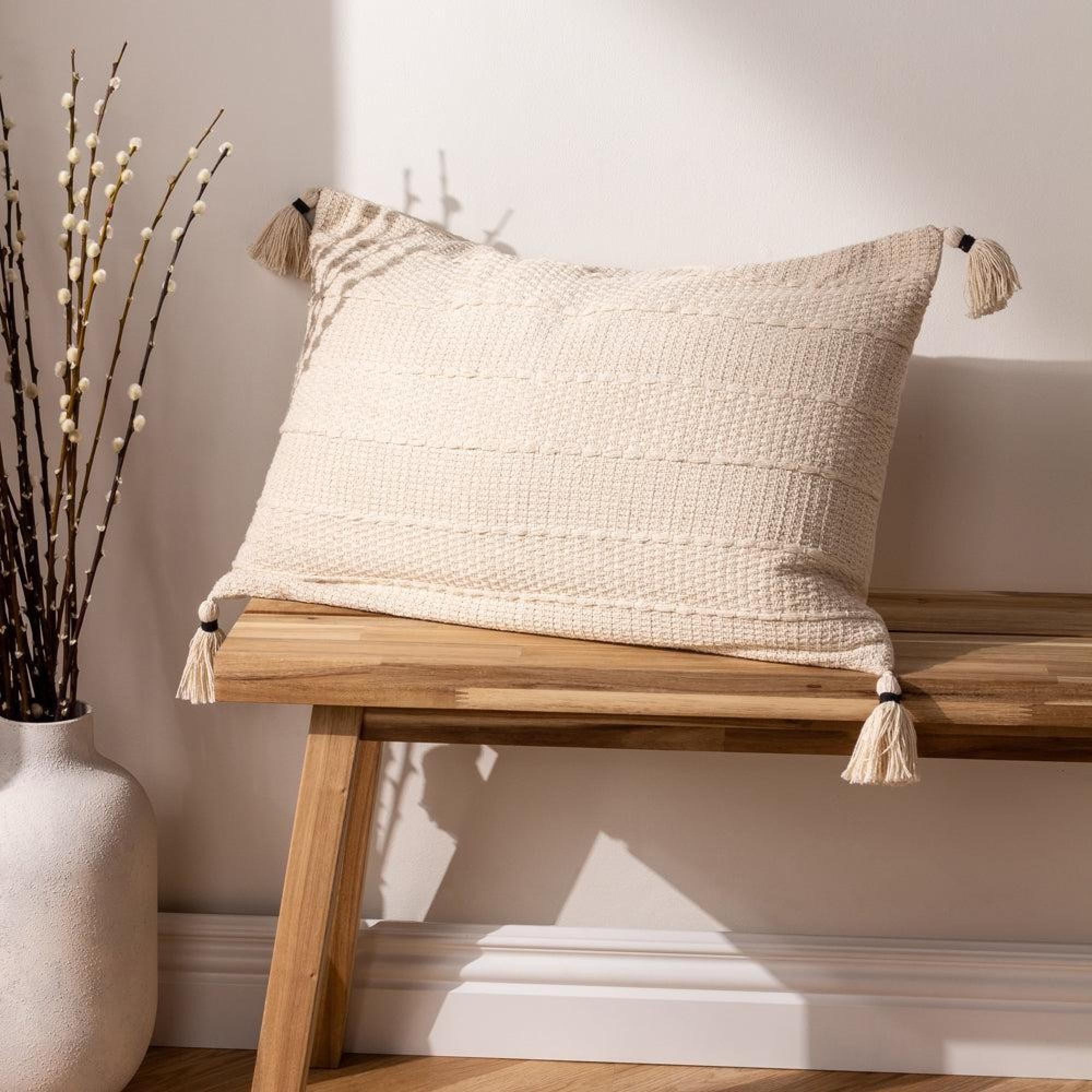 Yard Caliche Natural Textured Tasselled Cushion