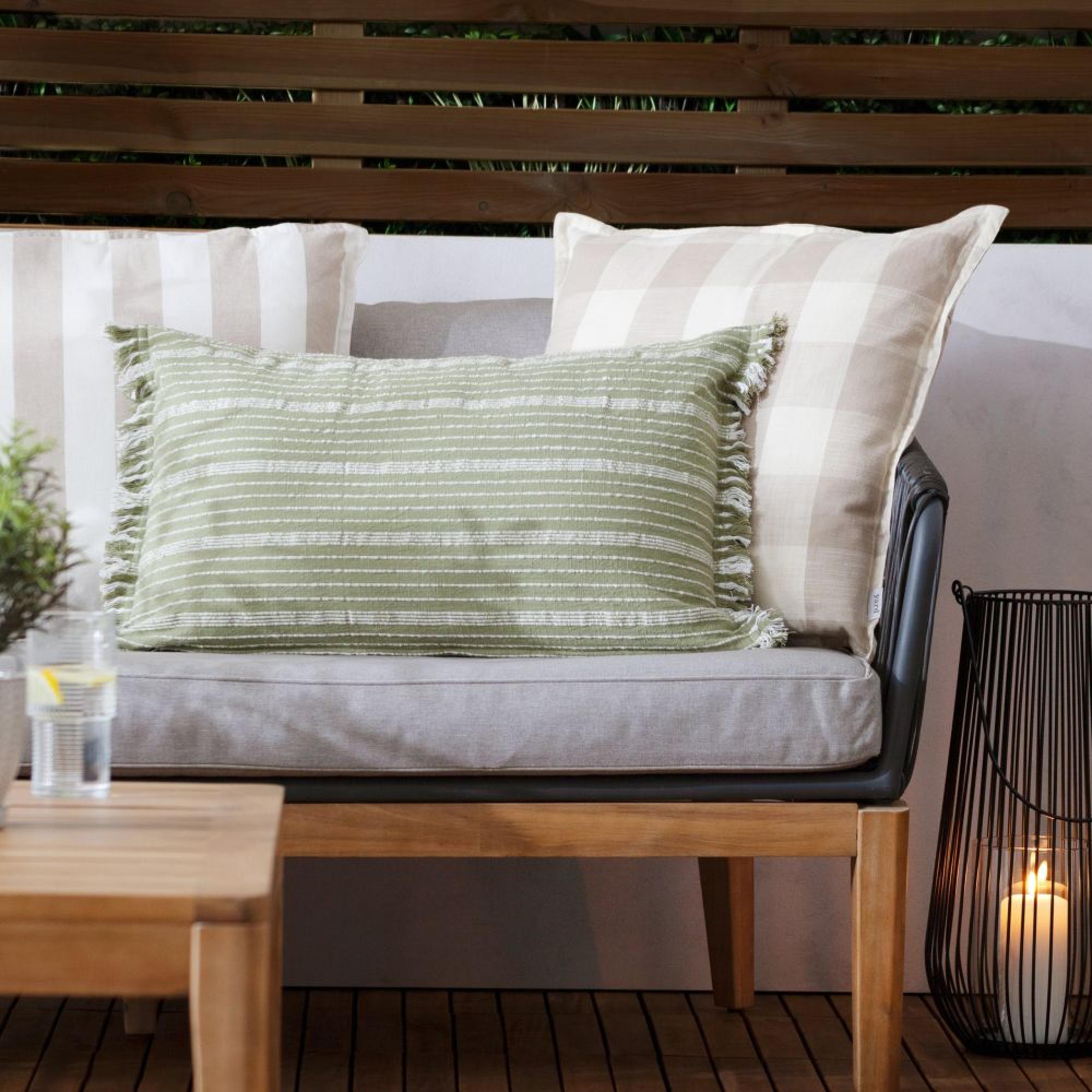 Yard Chesil Beige Check Outdoor Cushion