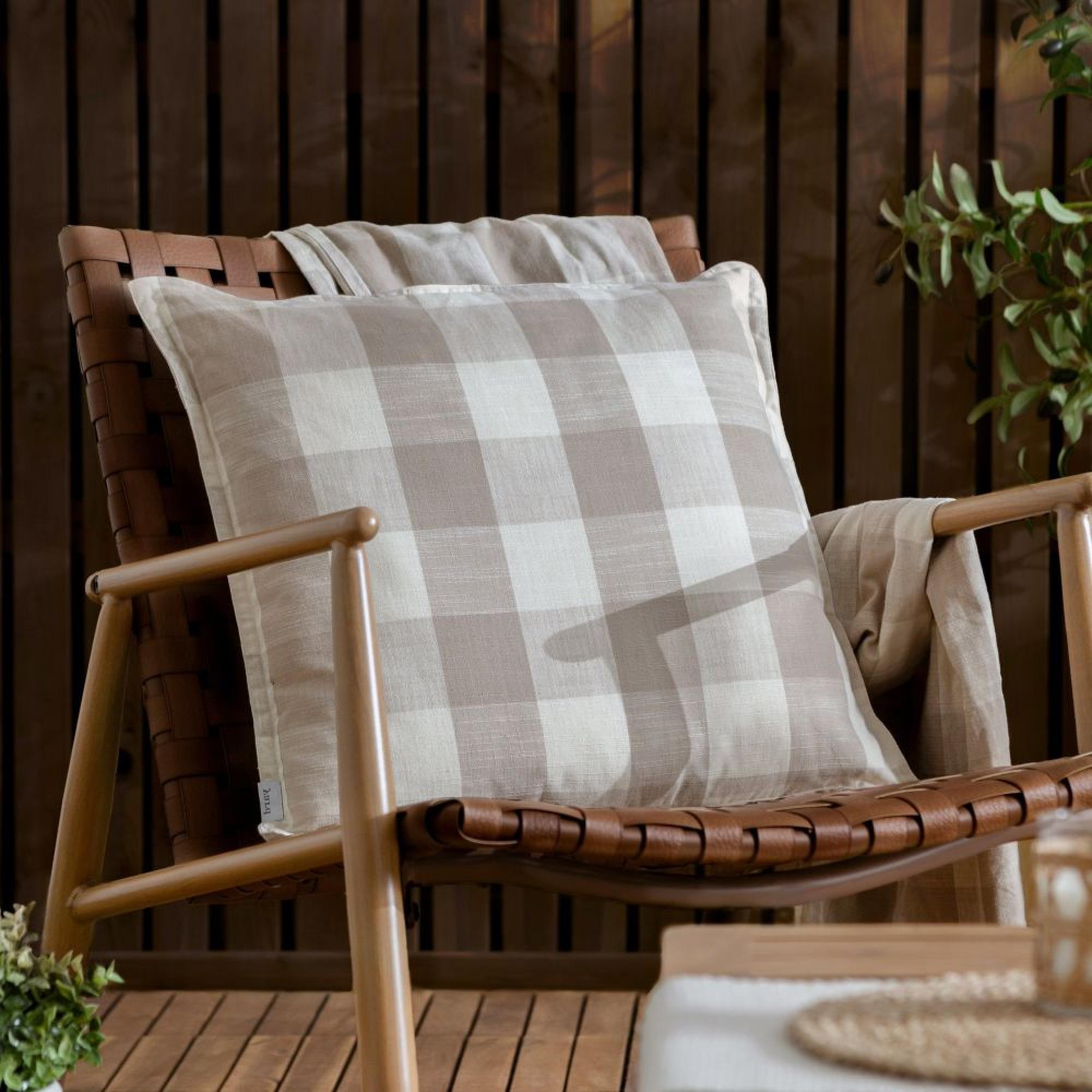 Yard Chesil Beige Check Outdoor Cushion