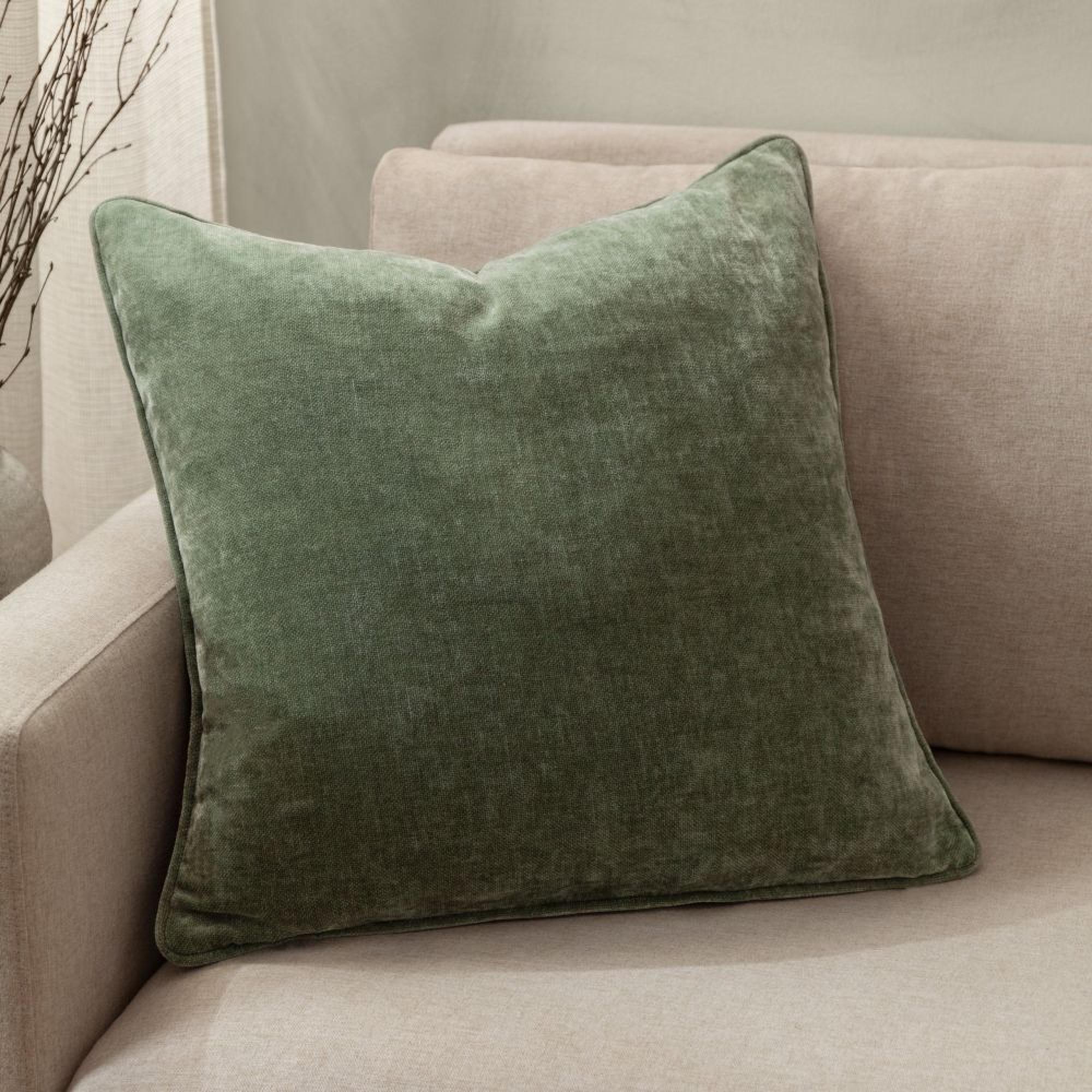 Yard Heavy Eucalyptus Green Chenille Piped Cushion