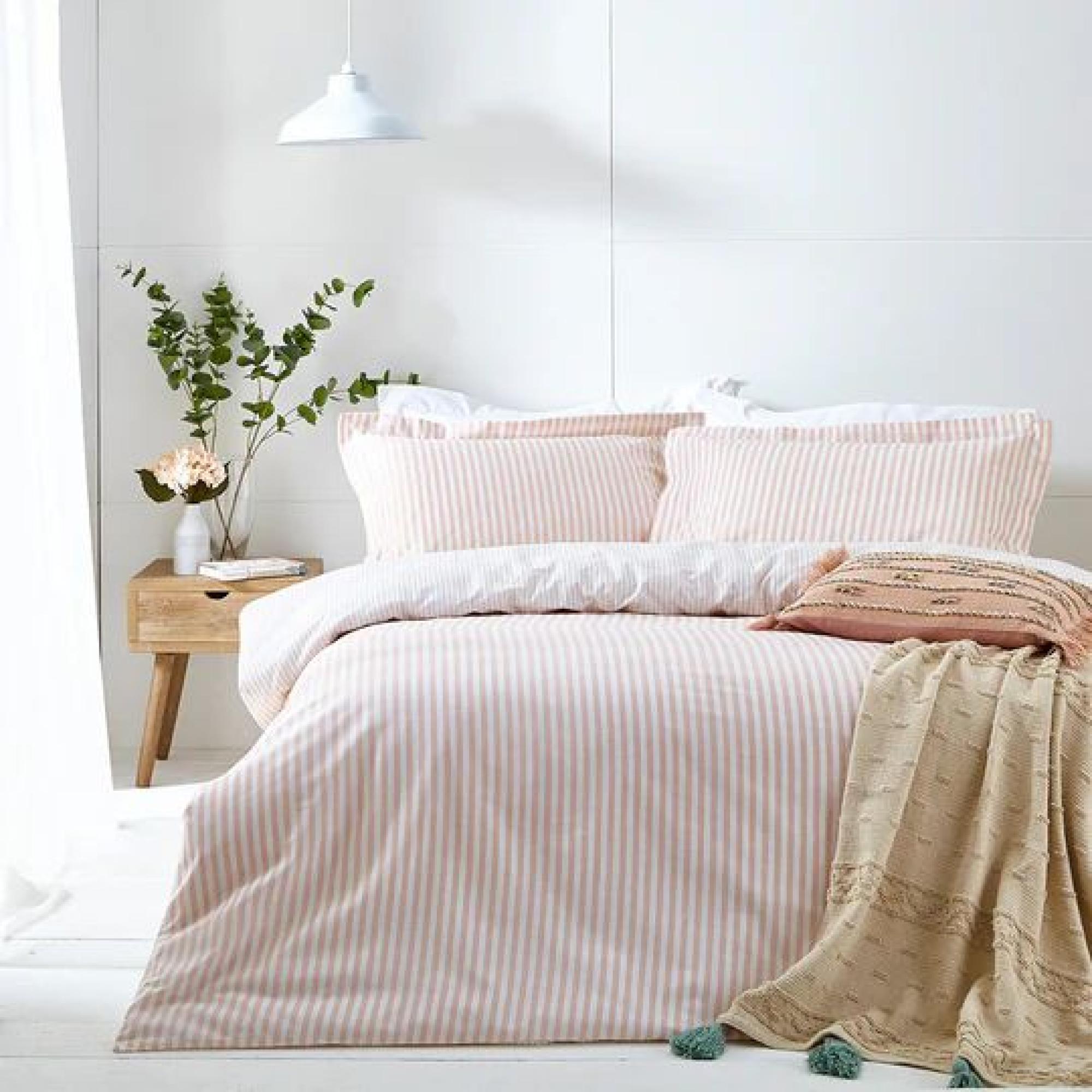 Yard Hebden Blush Melange Stripe Cotton Duvet Cover Set