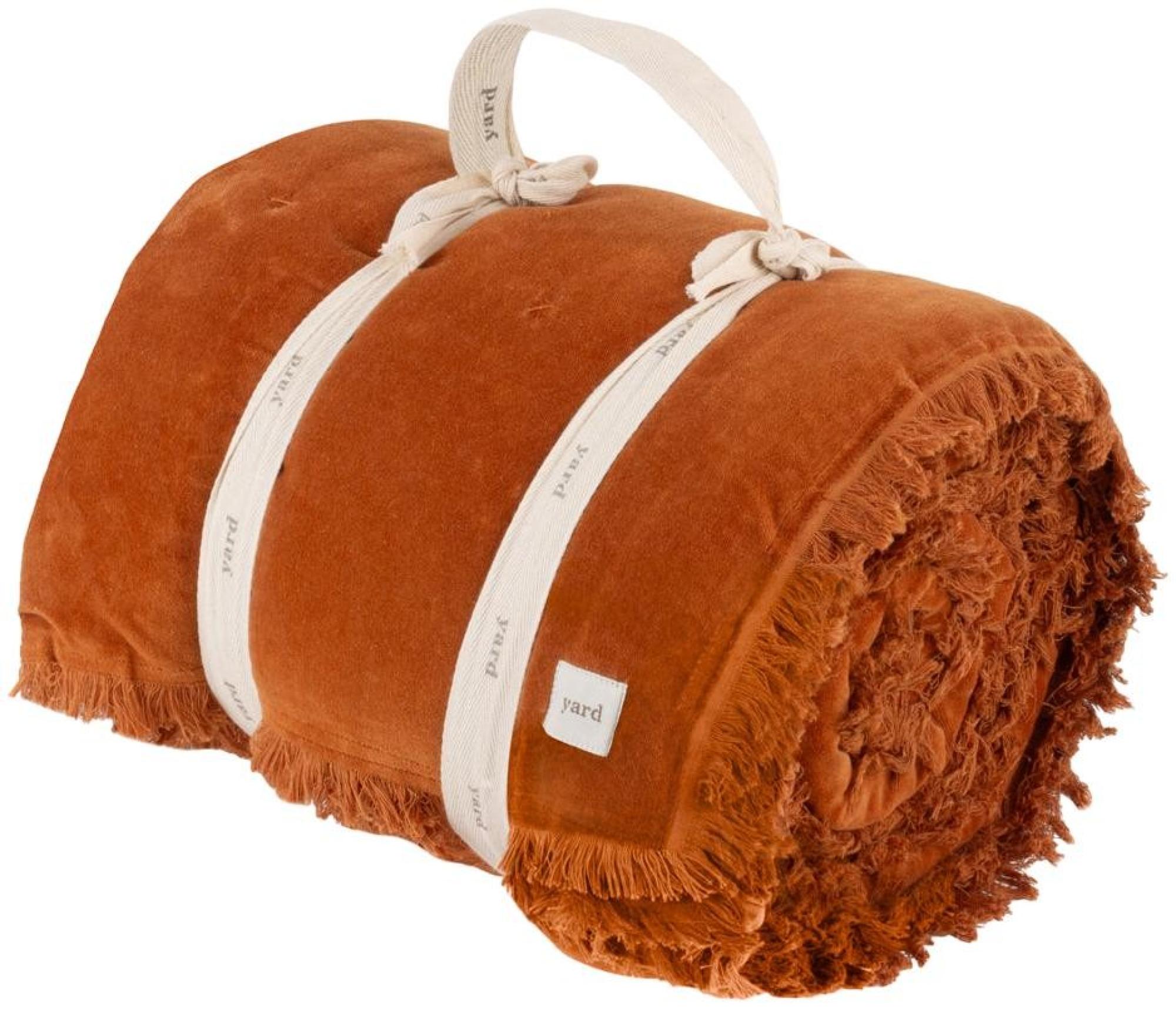 Yard Jaye Rust Cotton Velvet Filled Bedspread