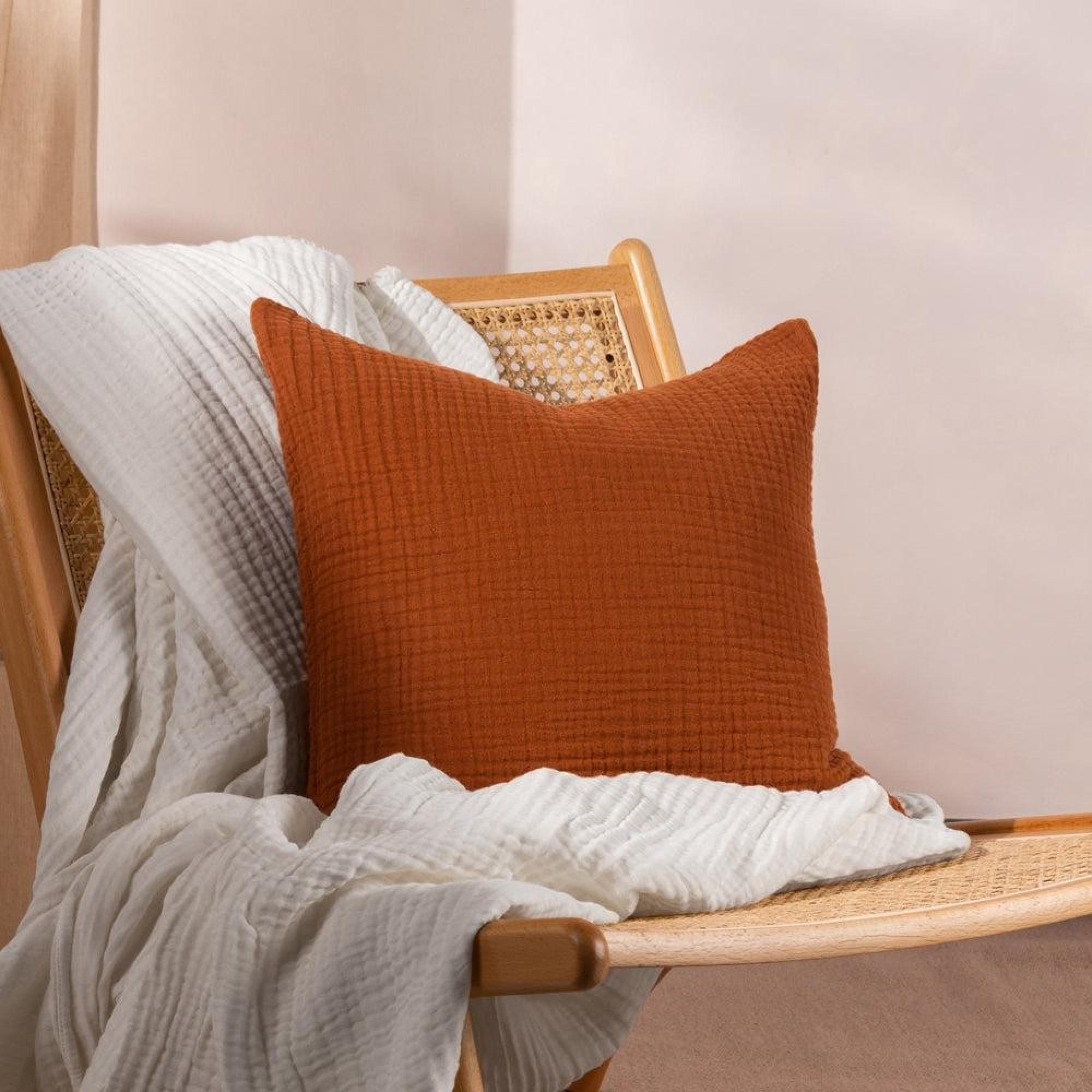 Yard Lark Pecan Muslin Crinkle Cotton Cushion