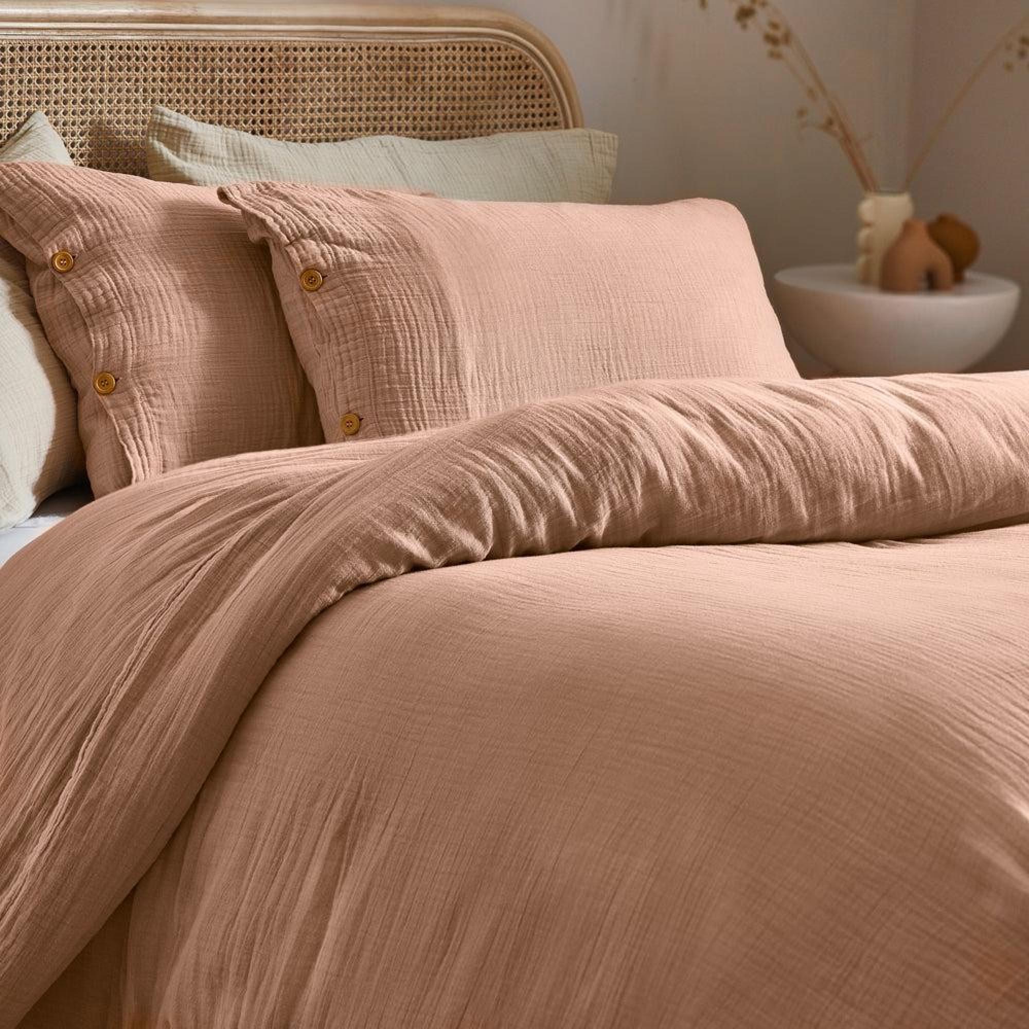 Yard Lark Pink Clay Cotton Muslin Duvet Cover Set