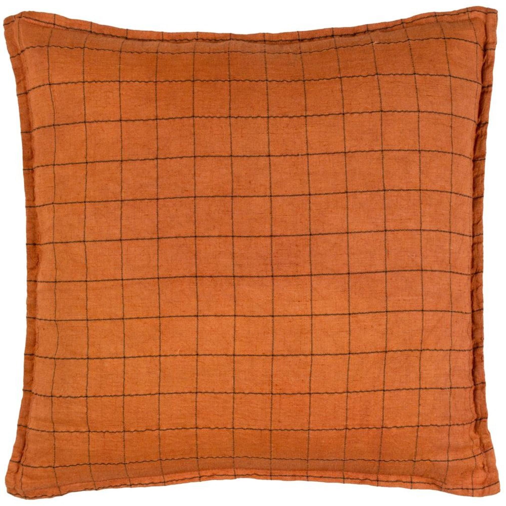 Yard Linen Brick Grid Check Cushion