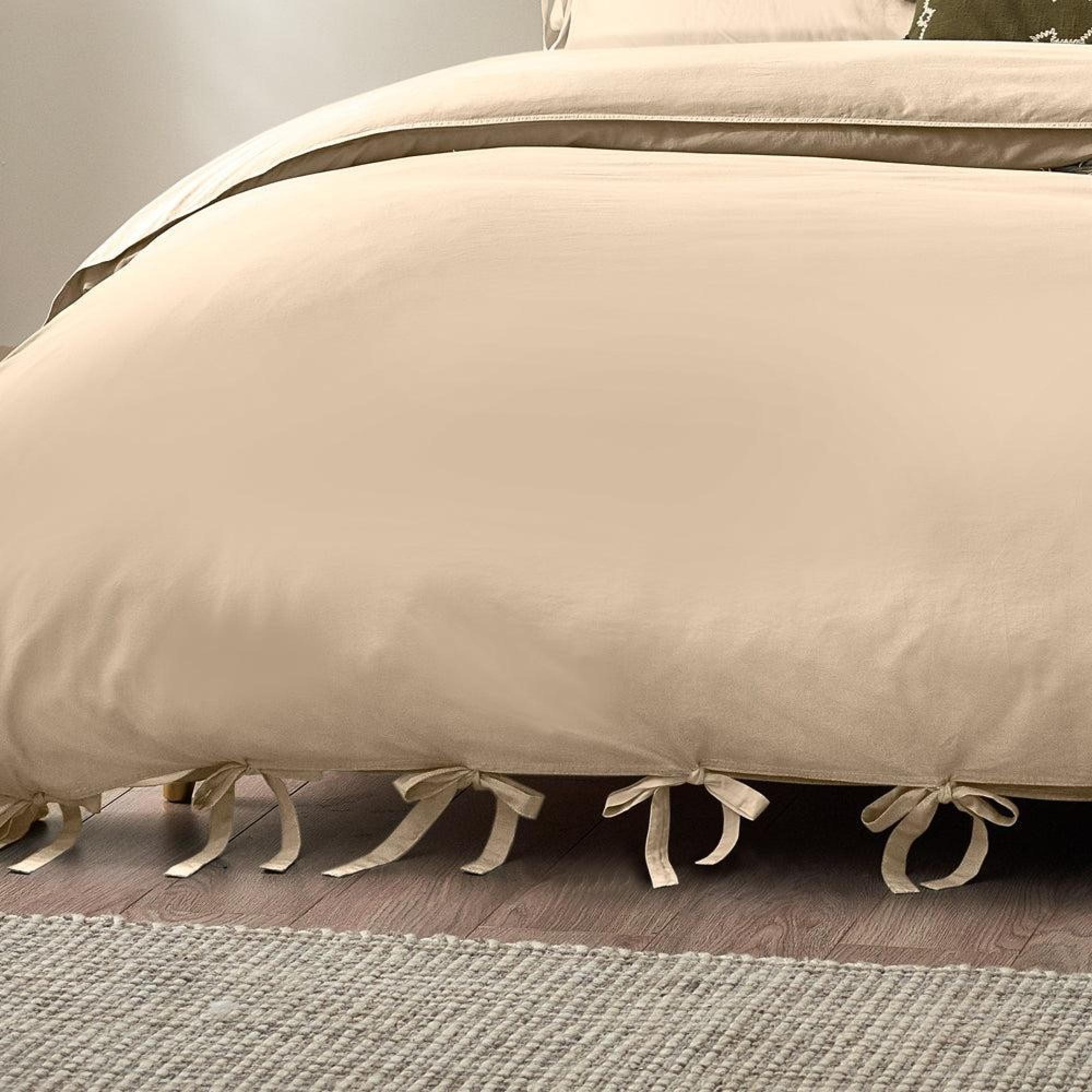 Yard Mallow Linen Bow Tie Duvet Cover Set