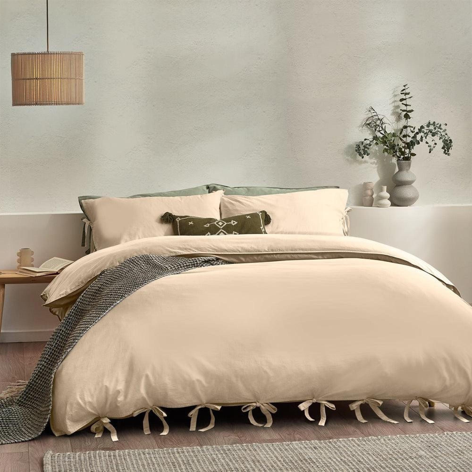 Yard Mallow Linen Bow Tie Duvet Cover Set