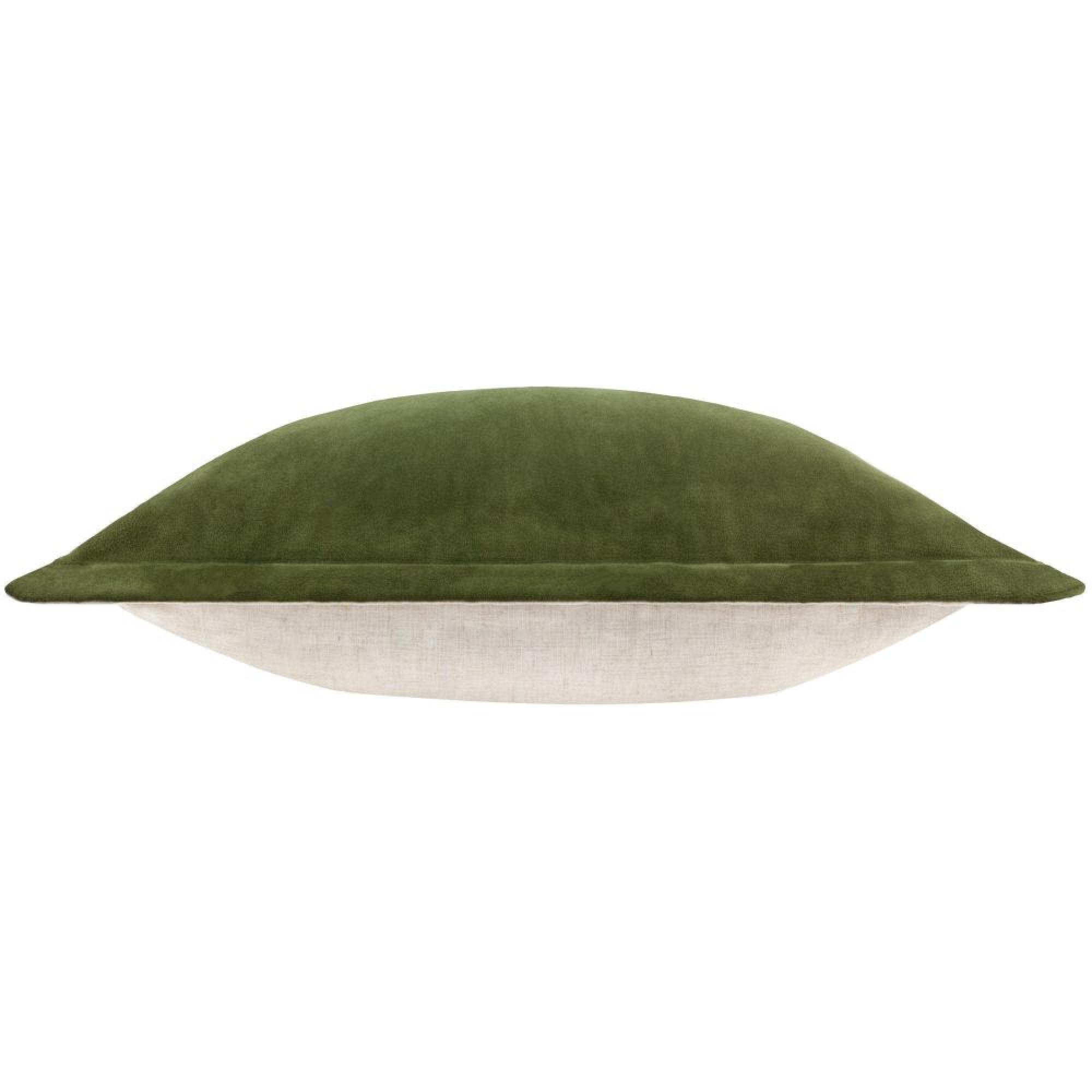Yard Merton Olive Oil Green Velvet Square Cushion