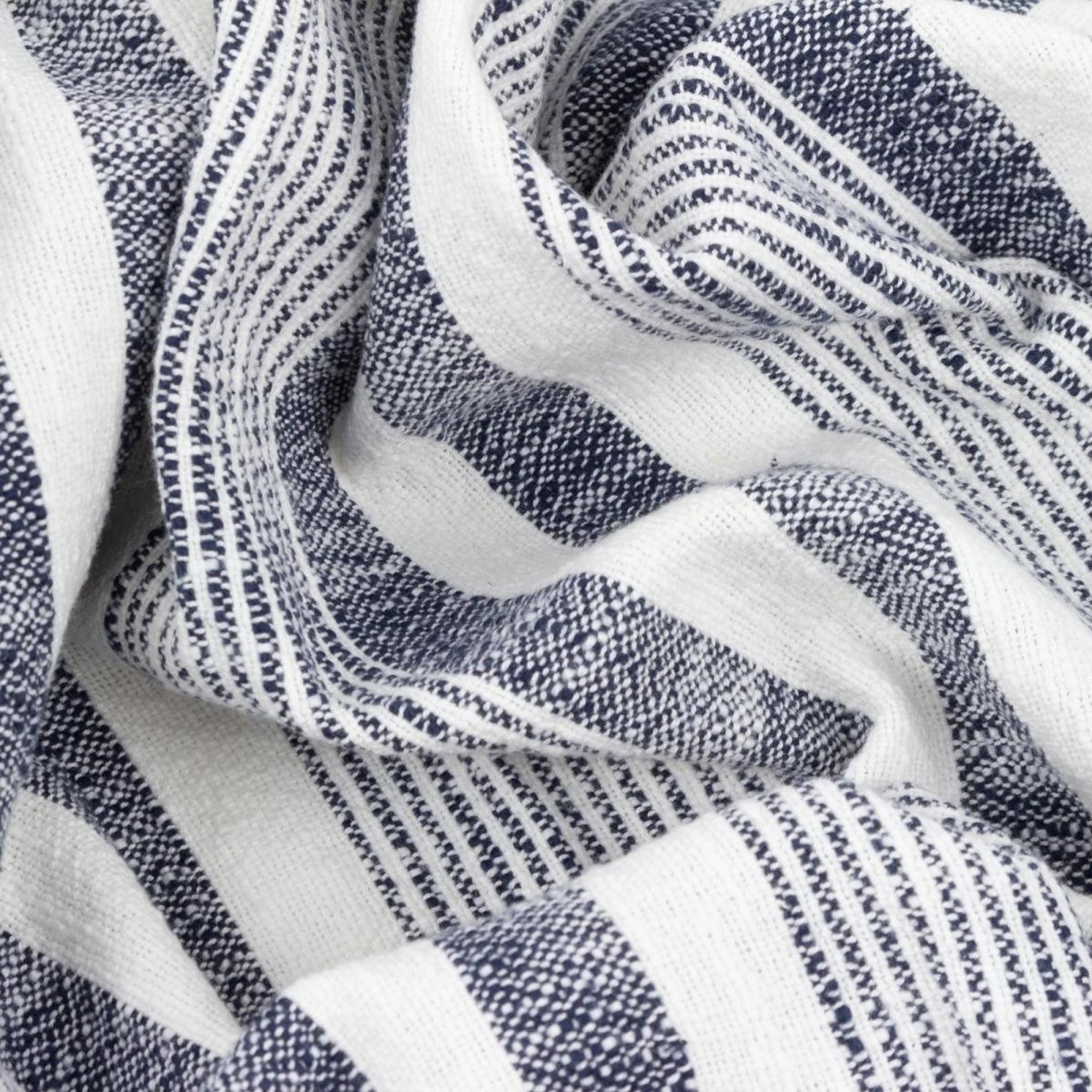 Yard Neela Natural and Navy Stripe Fringed Throws