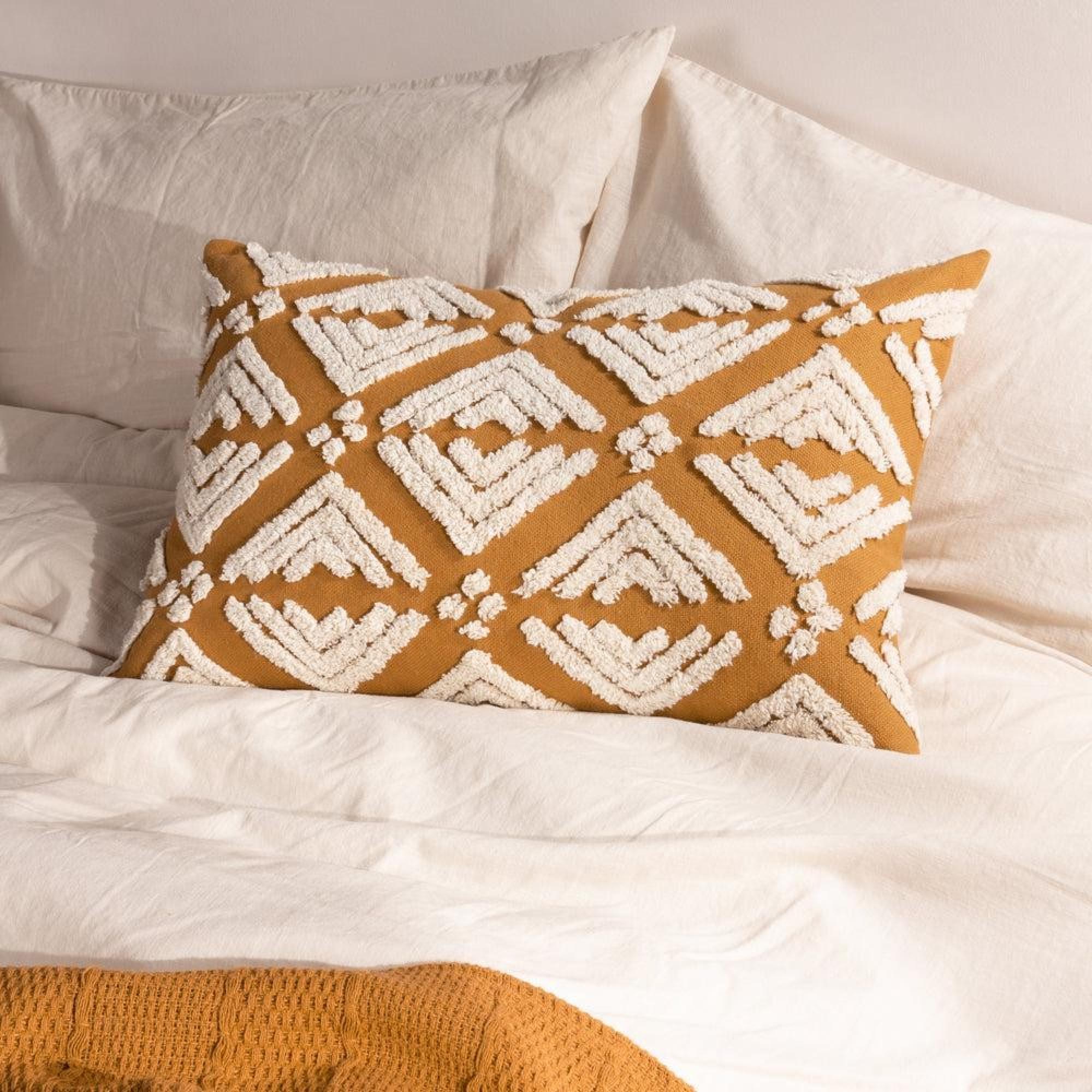 Yard Taya Gold Rectangular Cotton Tufted Cushion