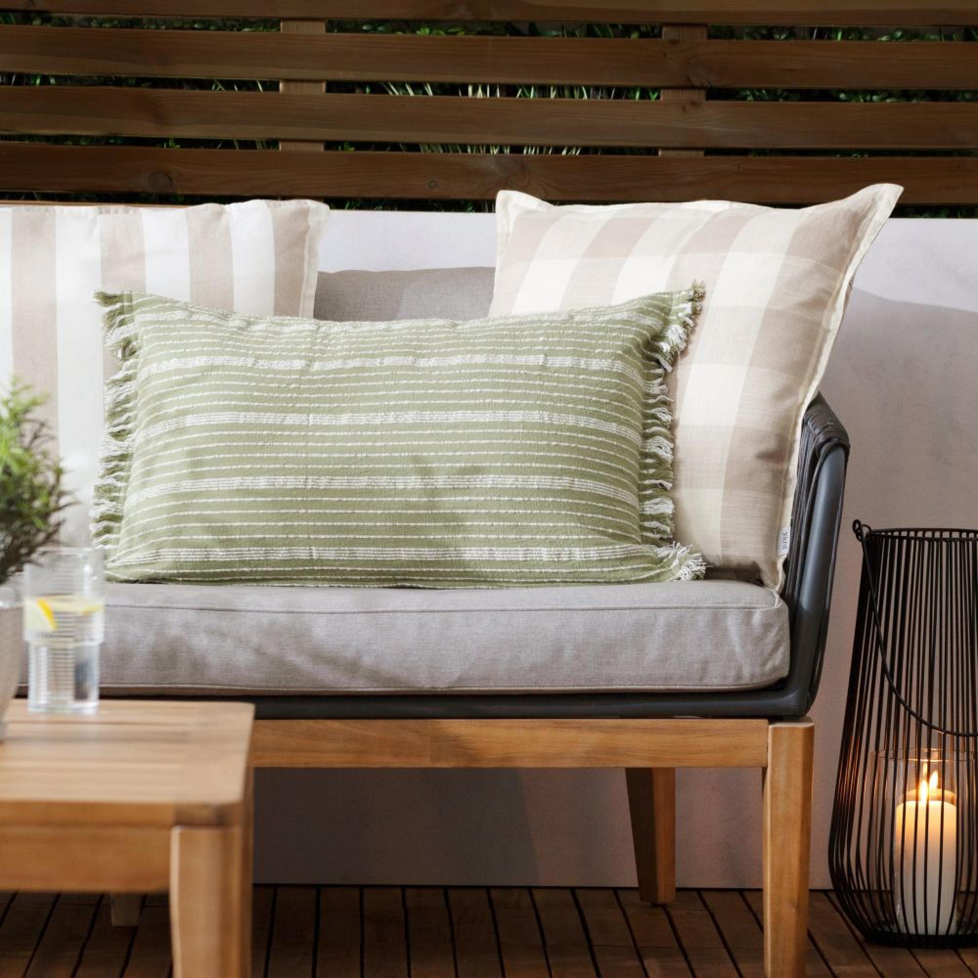 Yard Tide Moss Green Textured Stripe Outdoor Cushion