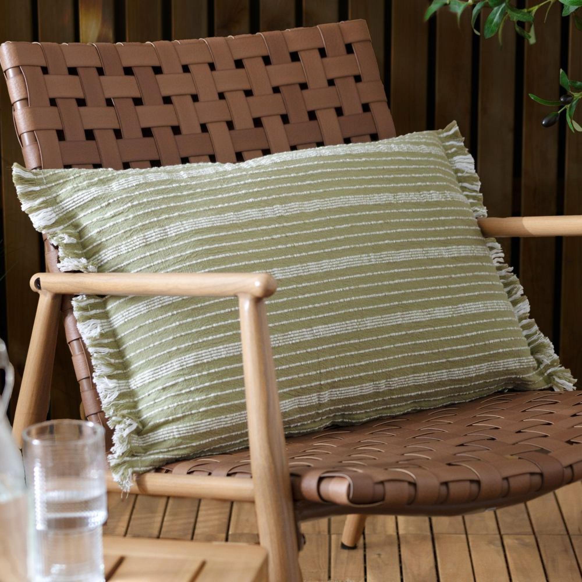 Yard Tide Moss Green Textured Stripe Outdoor Cushion