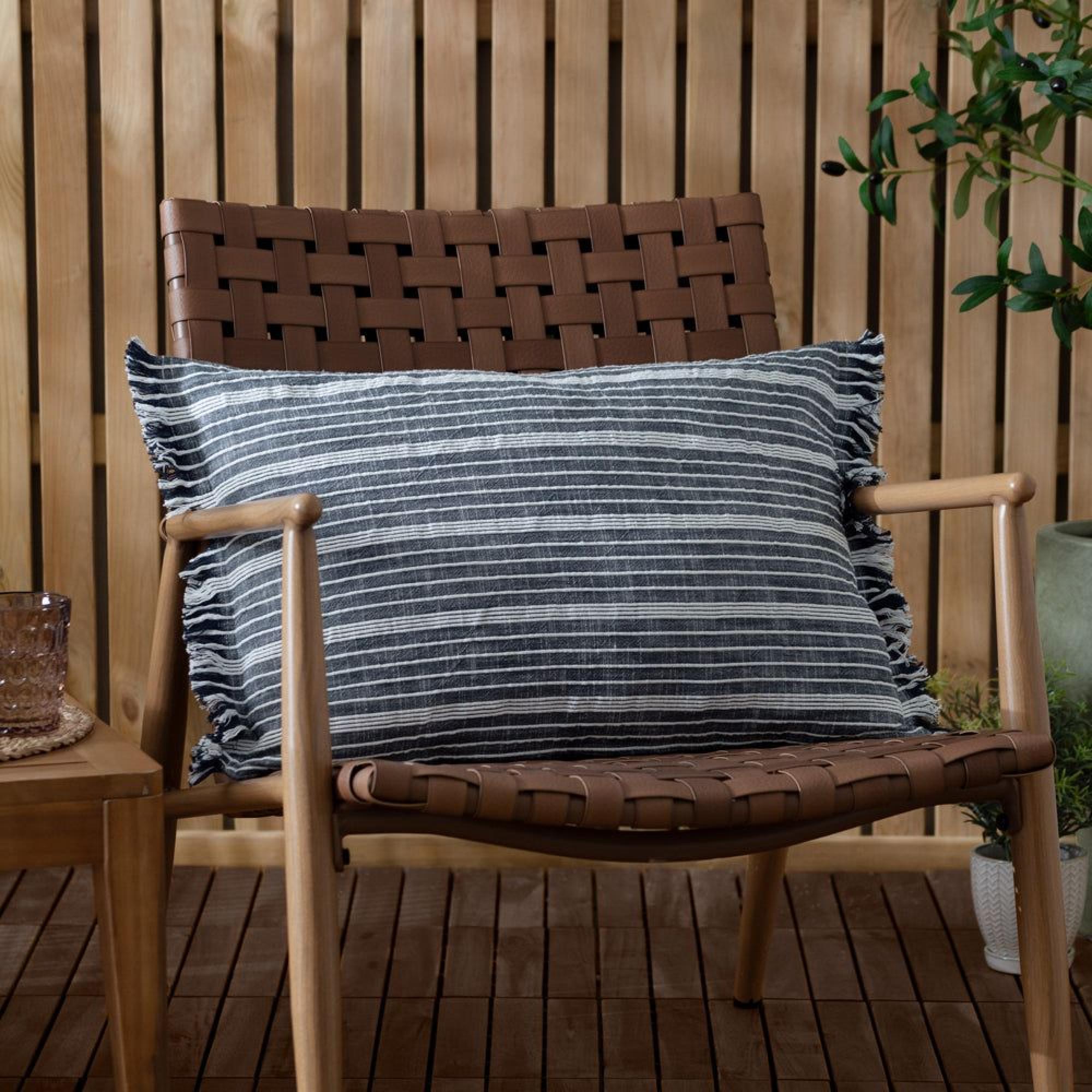 Yard Tide Navy Blue Textured Stripe Outdoor Cushion