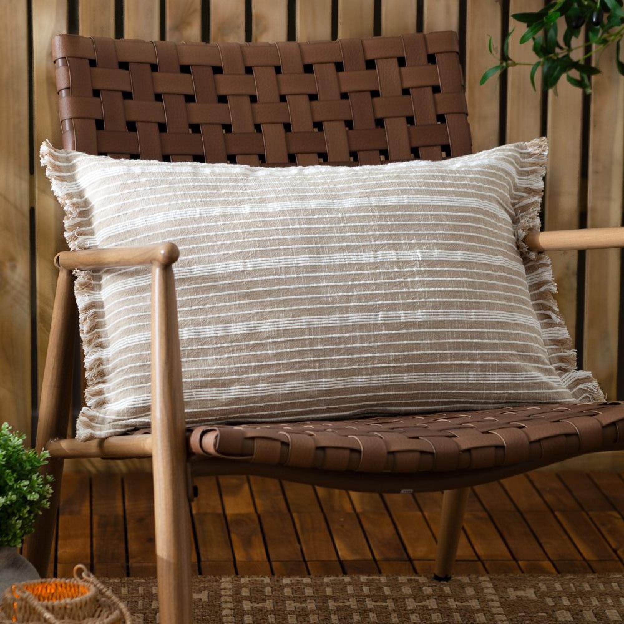 Yard Tide Textured Cream Stripe Outdoor Cushion