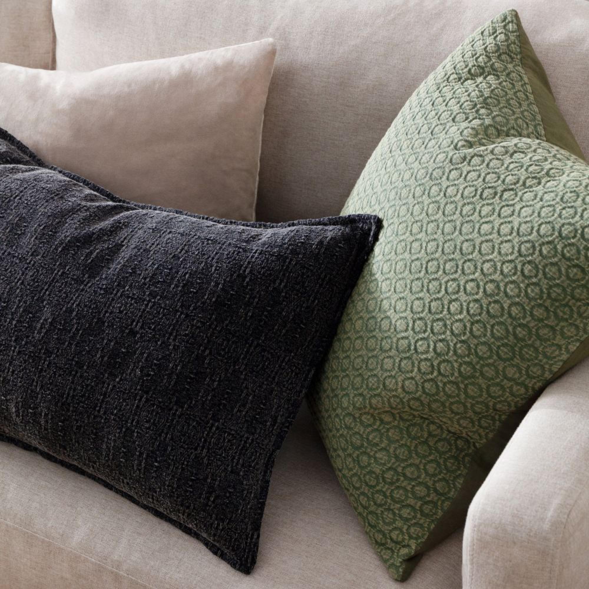 Yard Tryfan Olive Green Textured Cushion
