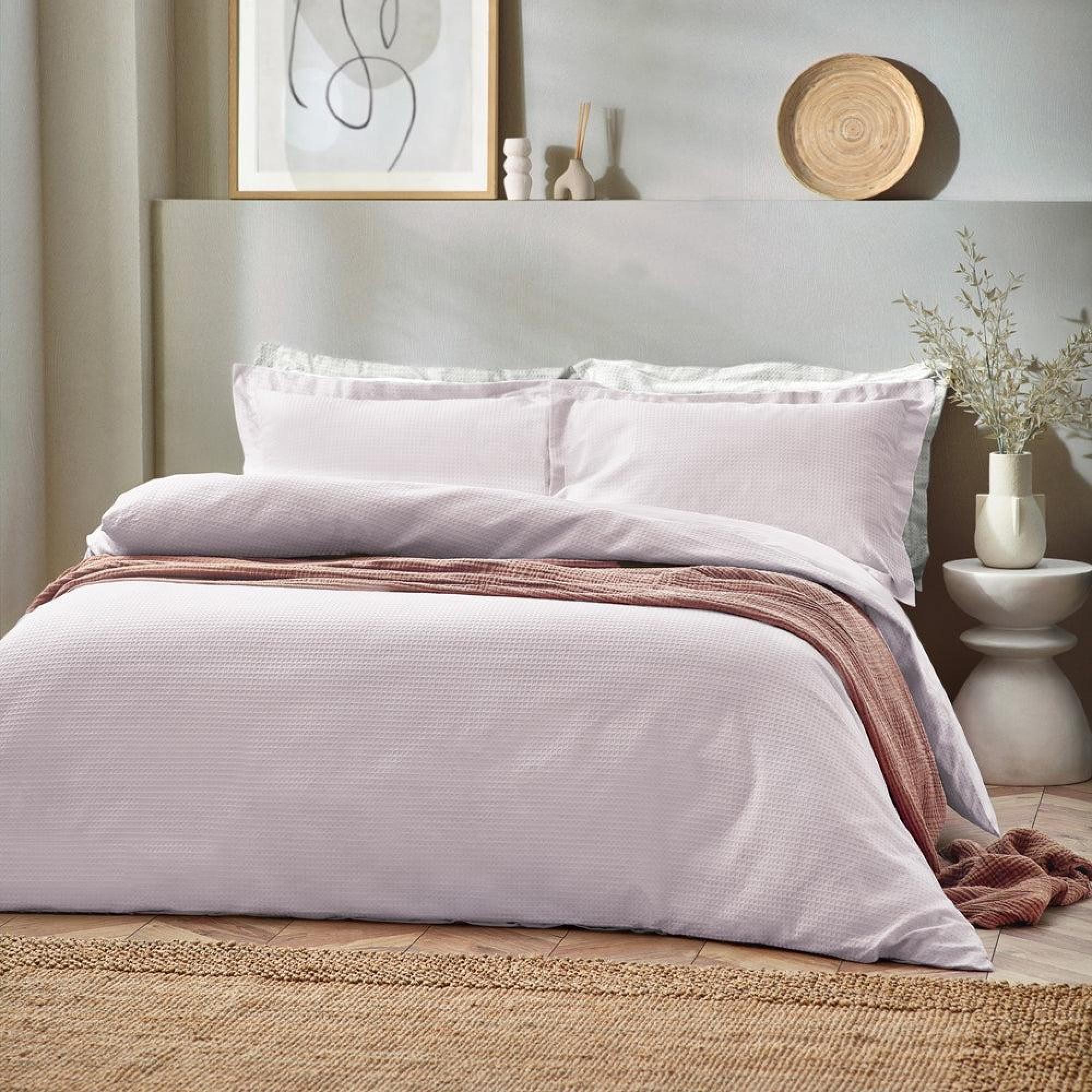 Yard Waffle Blush Textured Cotton Duvet Cover Set