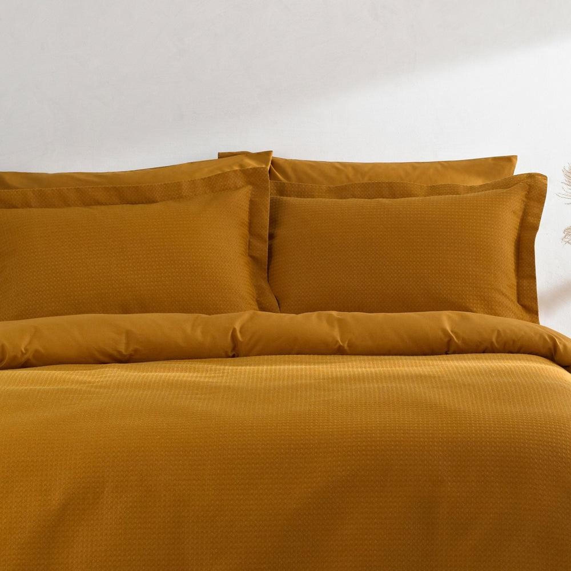 Yard Waffle Ginger Textured Cotton Duvet Cover Set