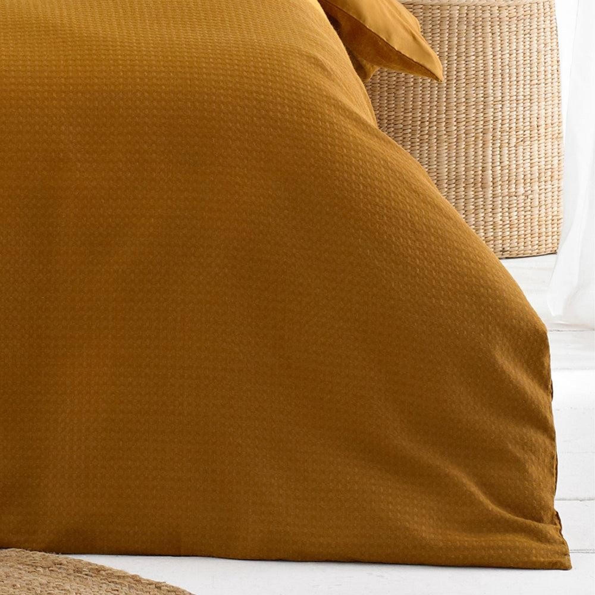 Yard Waffle Ginger Textured Cotton Duvet Cover Set