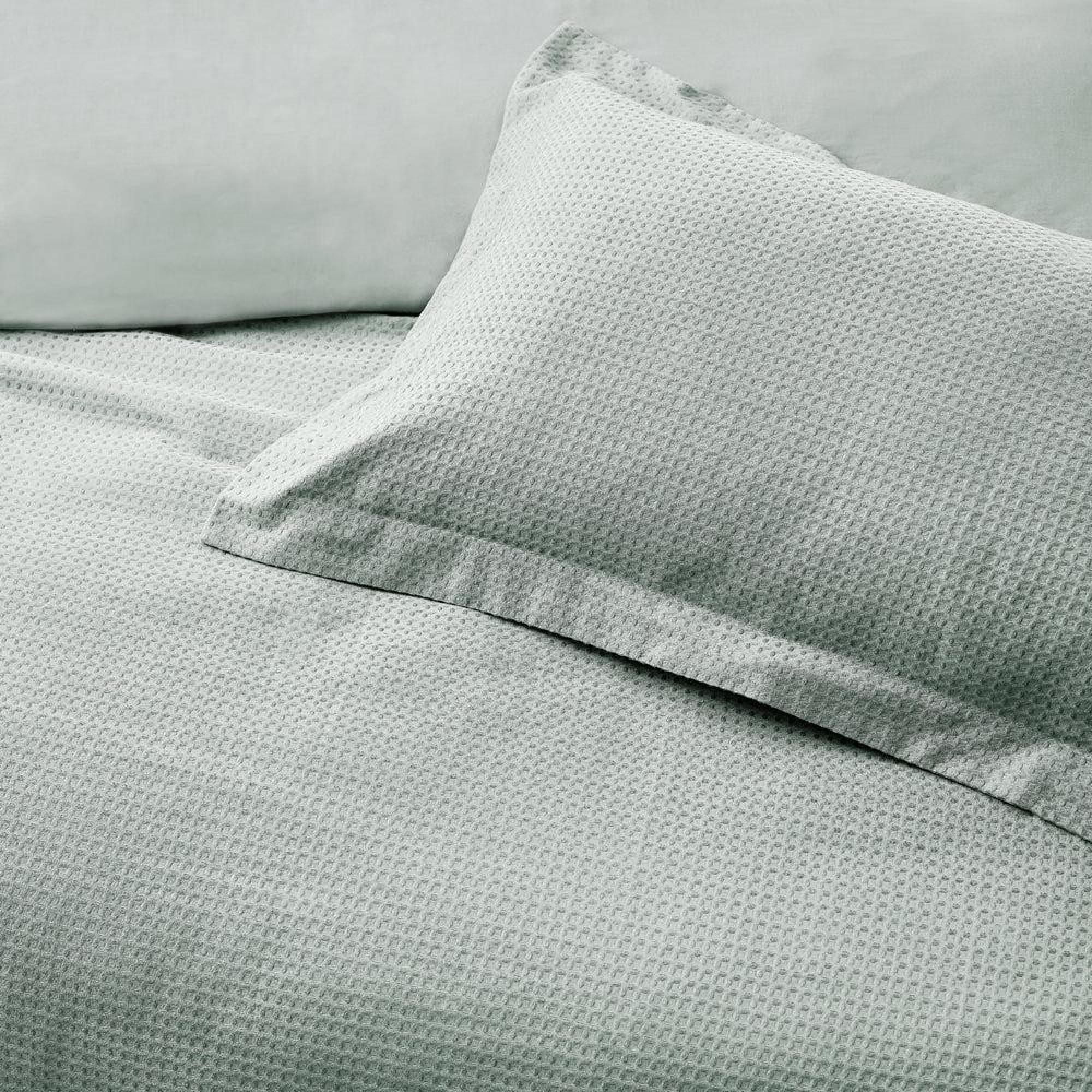 Yard Waffle Seafoam Textured Cotton Duvet Cover Set