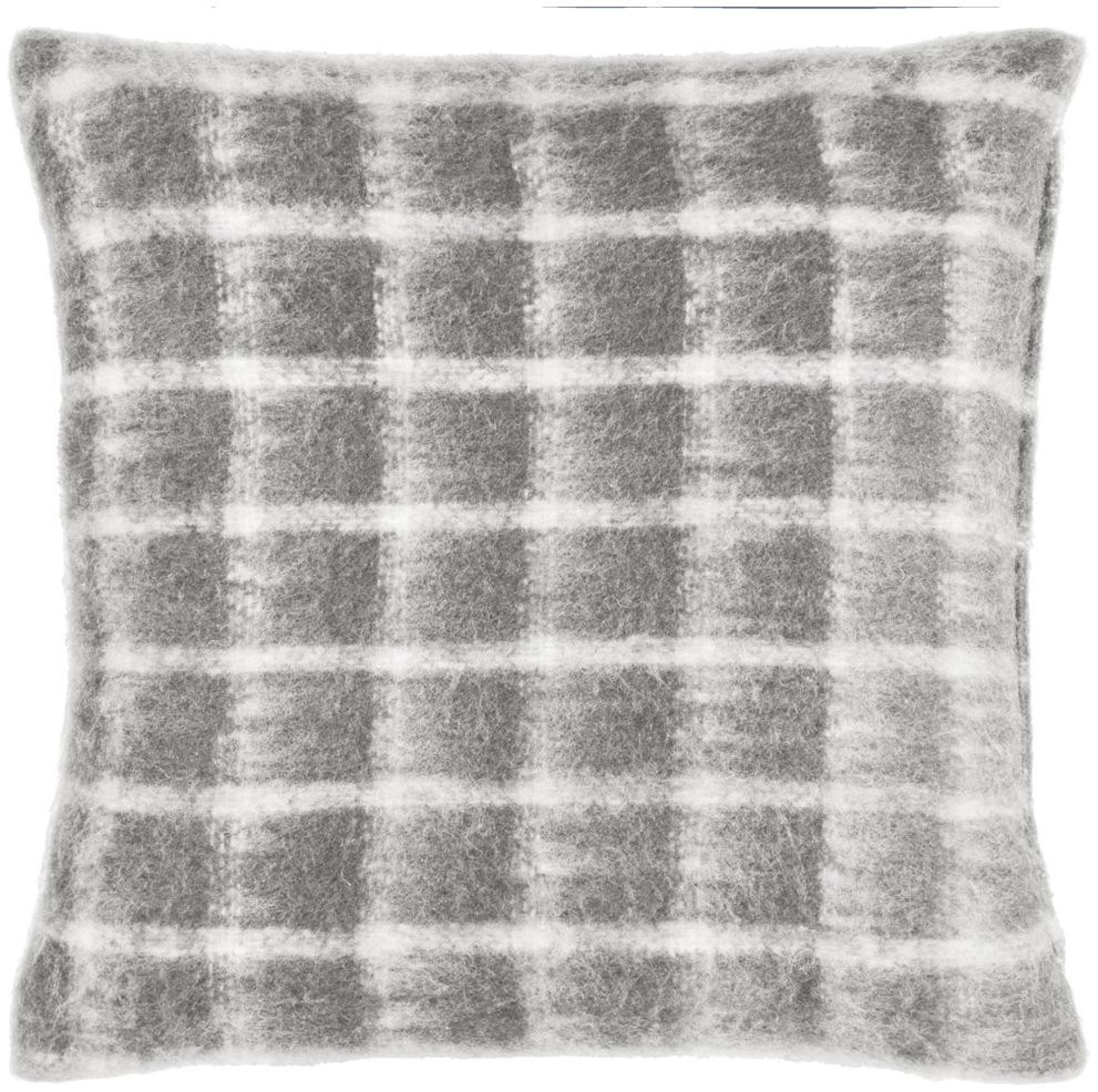 Yard Yarrow Flint Grey Check Cushion