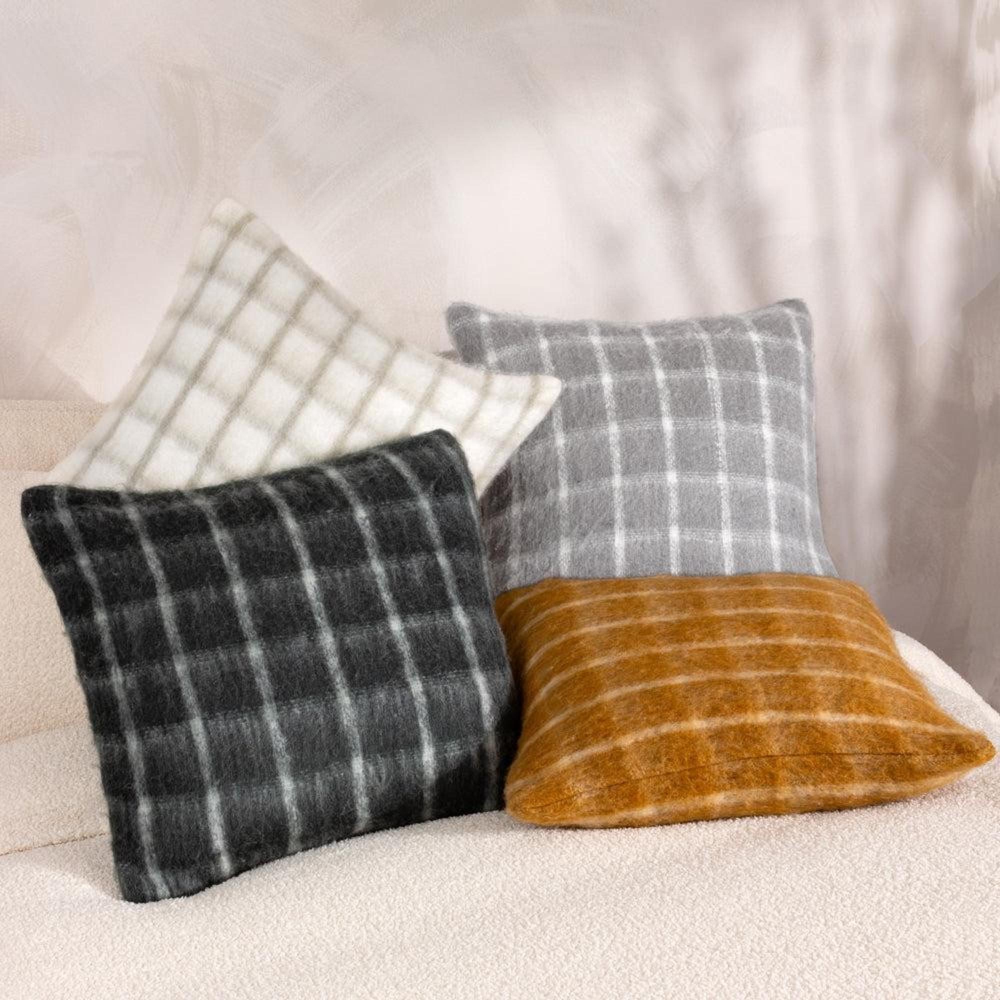 Yard Yarrow Natural and Biscuit Check Cushion