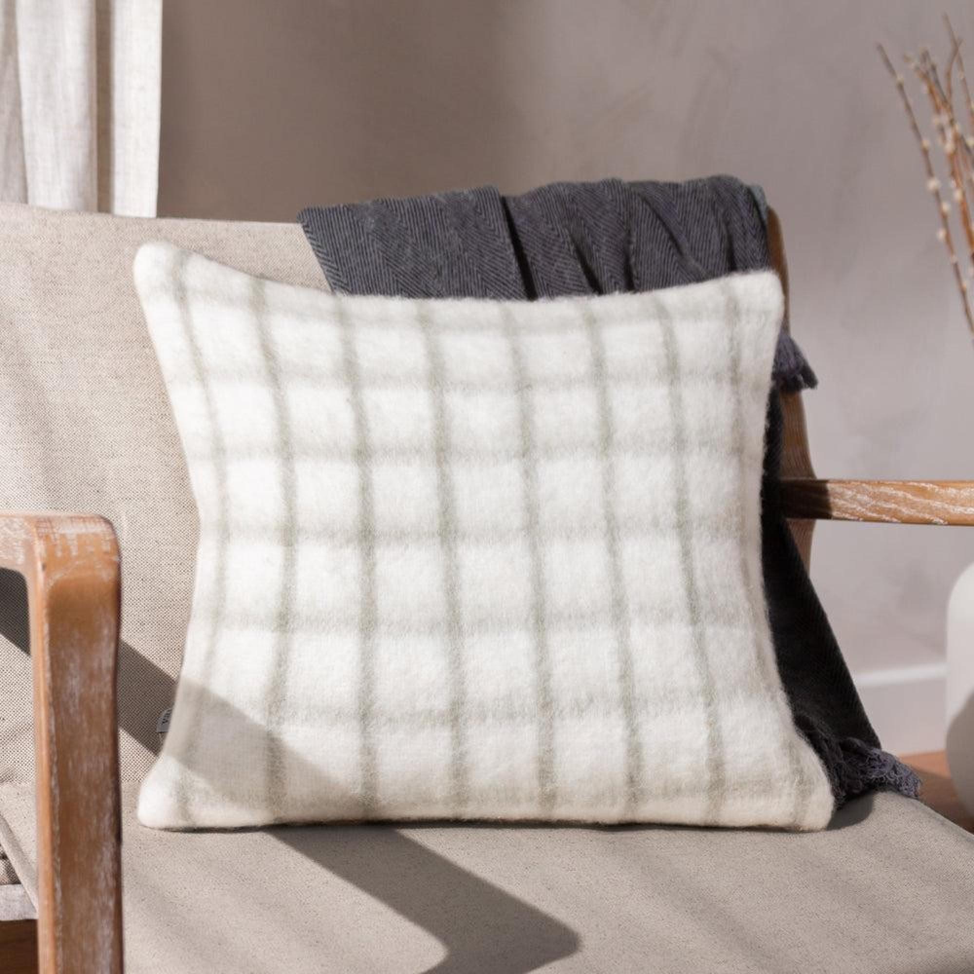 Yard Yarrow Natural and Biscuit Check Cushion