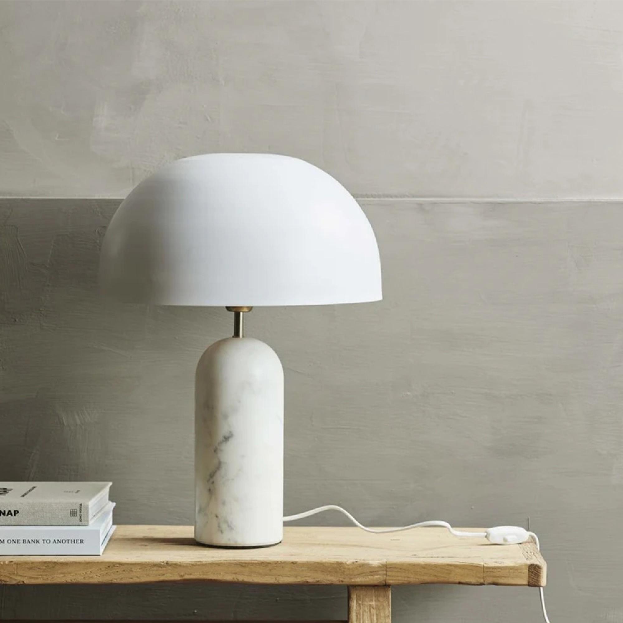 Atlas Table Lamp - White - Marble