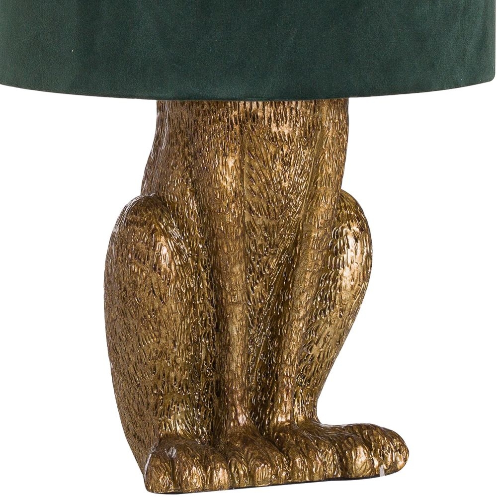 Hare Table Lamp - Antique Gold - Green Velvet Shade