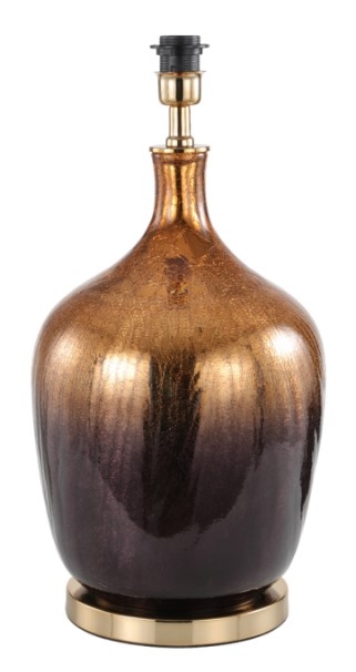 Table Lamp - Black Linen Shade - Gold and Black Glass