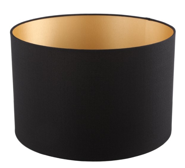 Table Lamp - Black Linen Shade - Gold and Black Glass