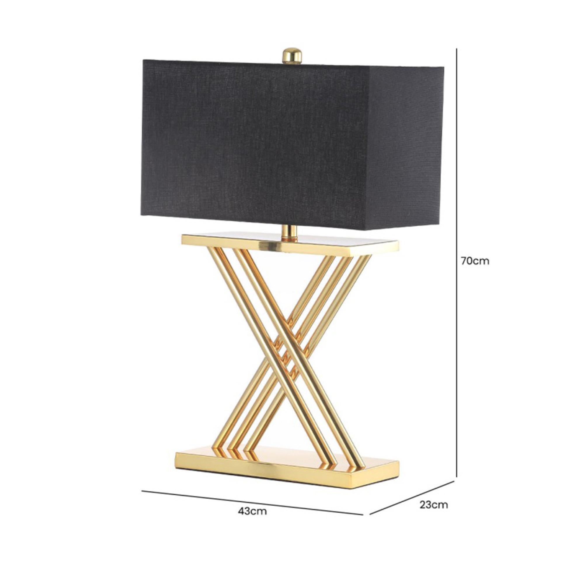 Table Lamp - Black Linen and Gold Metal