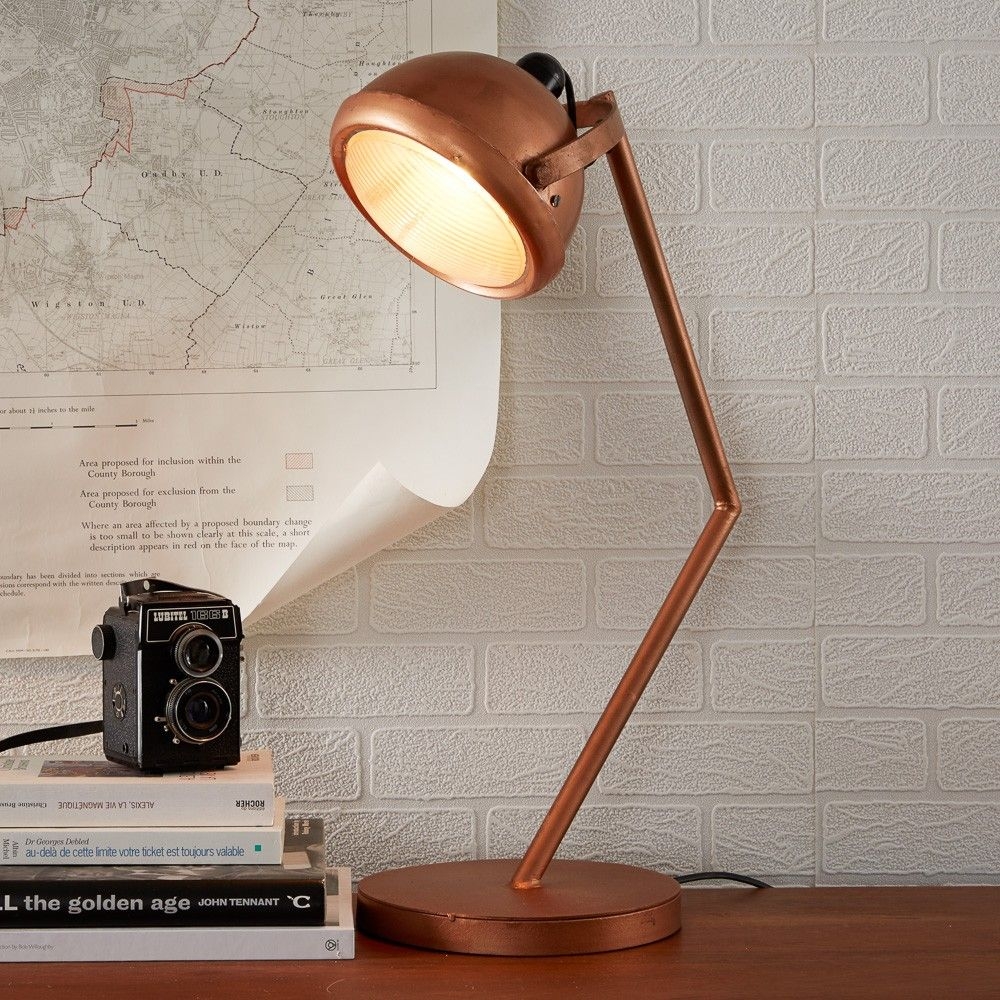 Copper Lacquered Metal Table Lamp
