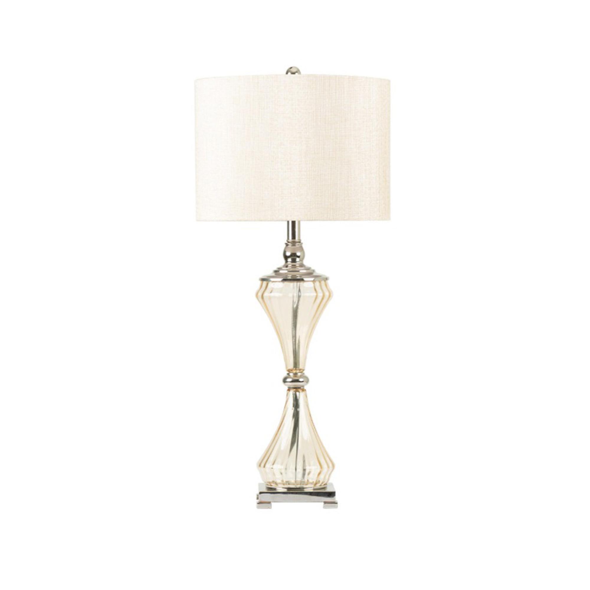 Table Lamp - Cream Linen and Tapioca Clear Glass