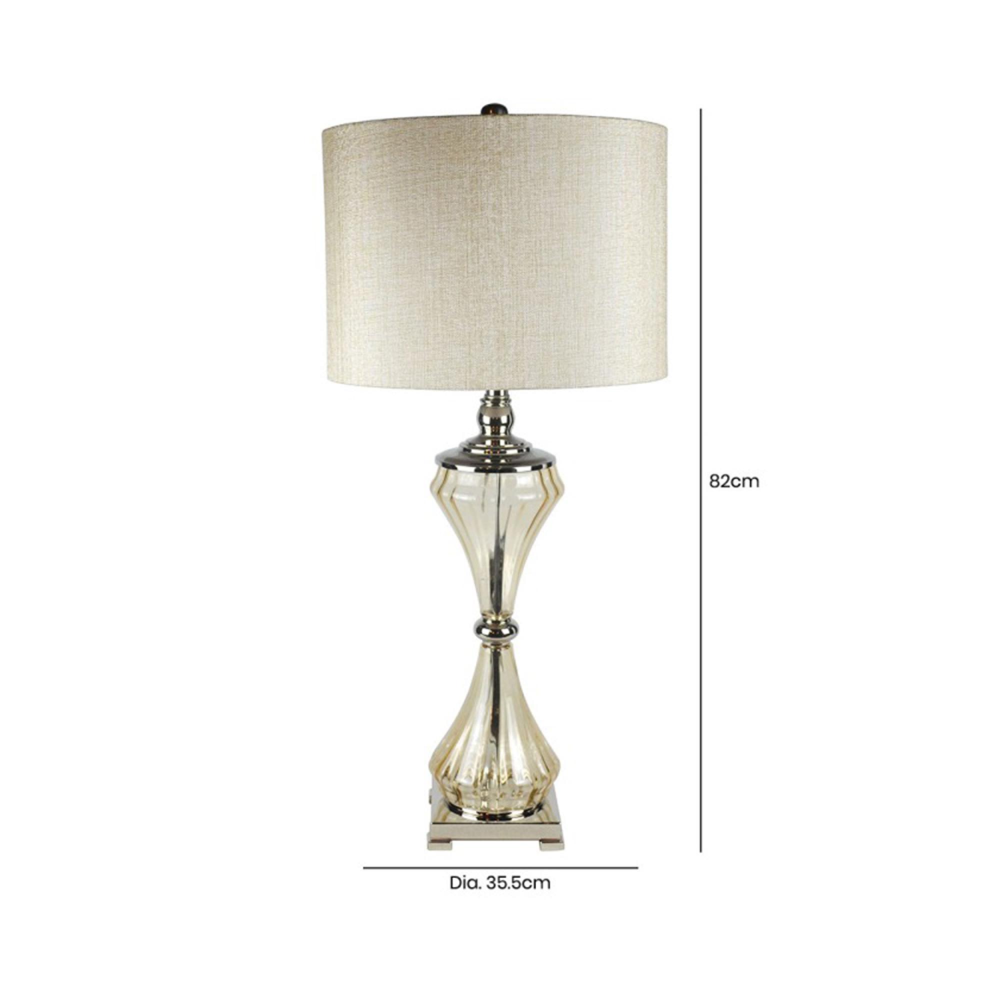 Table Lamp - Cream Linen and Tapioca Clear Glass