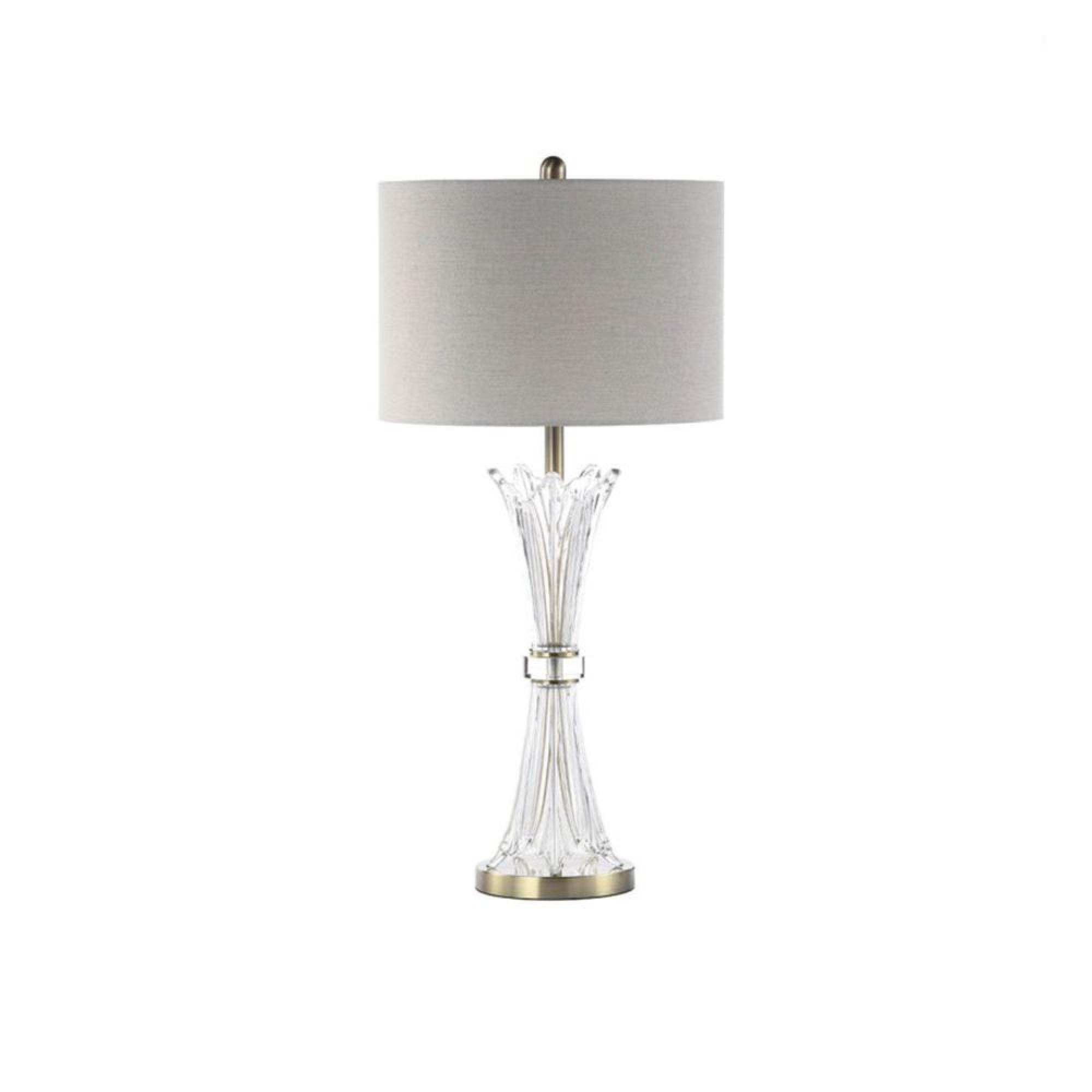 Table Lamp - Grey Linen and Crystal