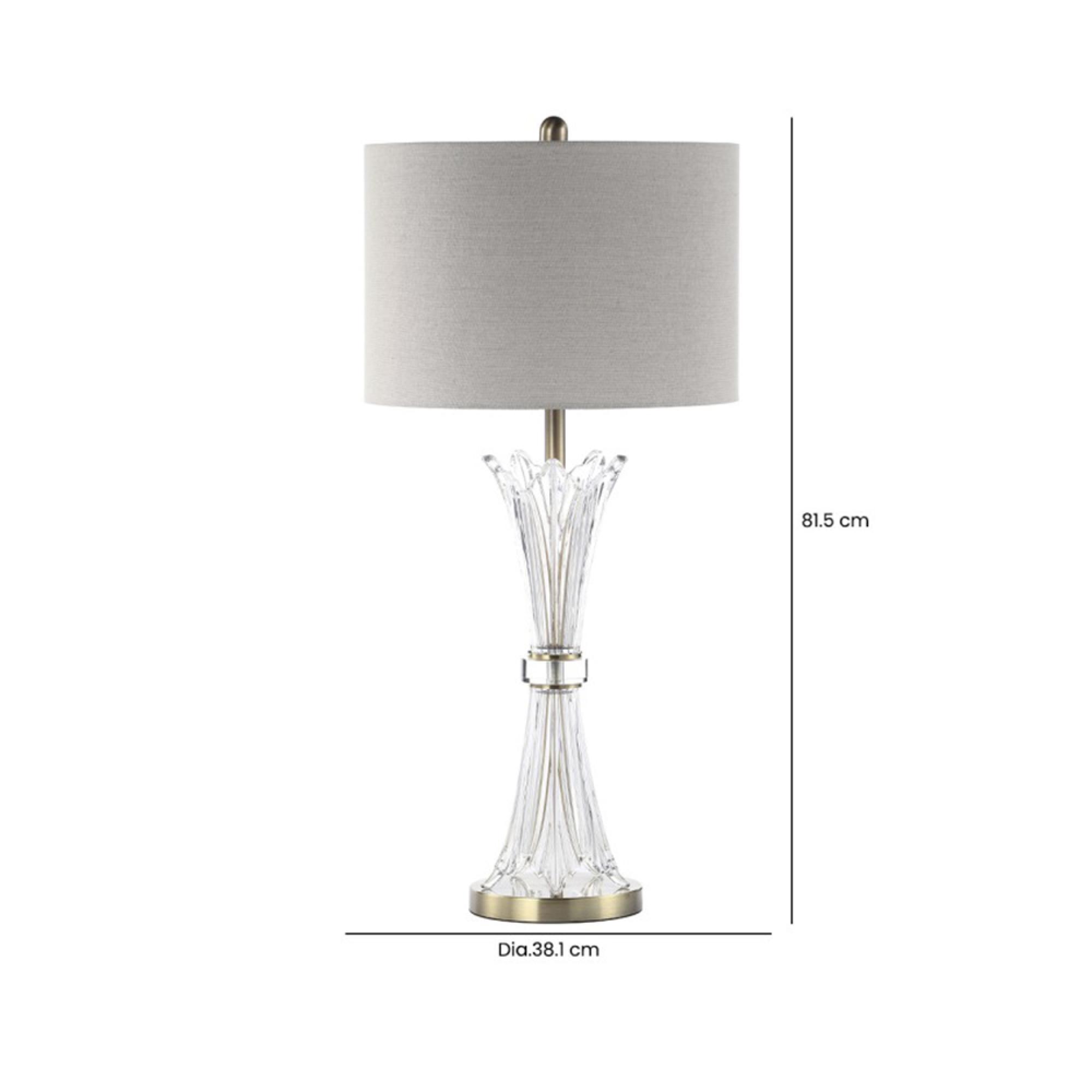 Table Lamp - Grey Linen and Crystal