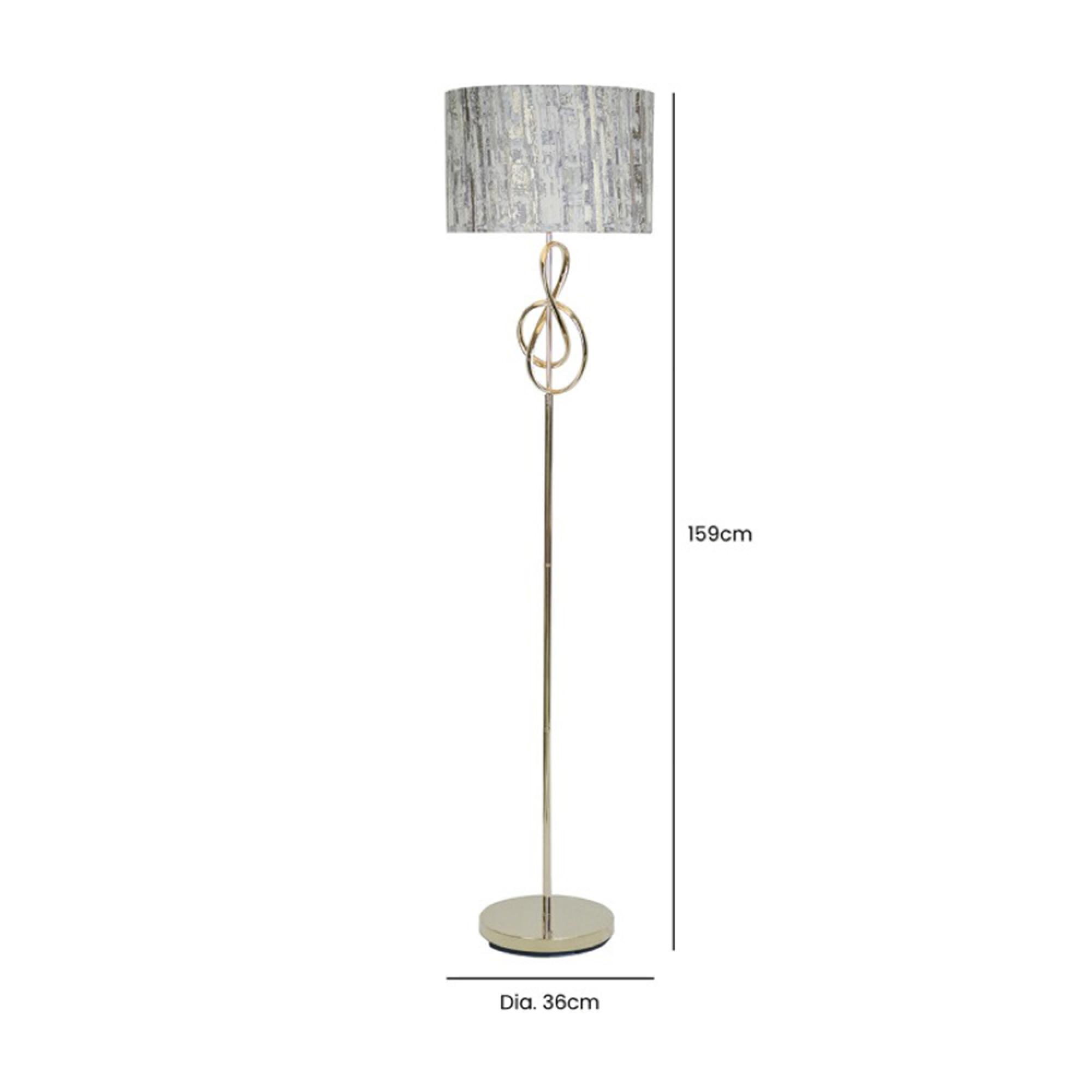 Floor Lamp - Grey Linen and Gold Metal