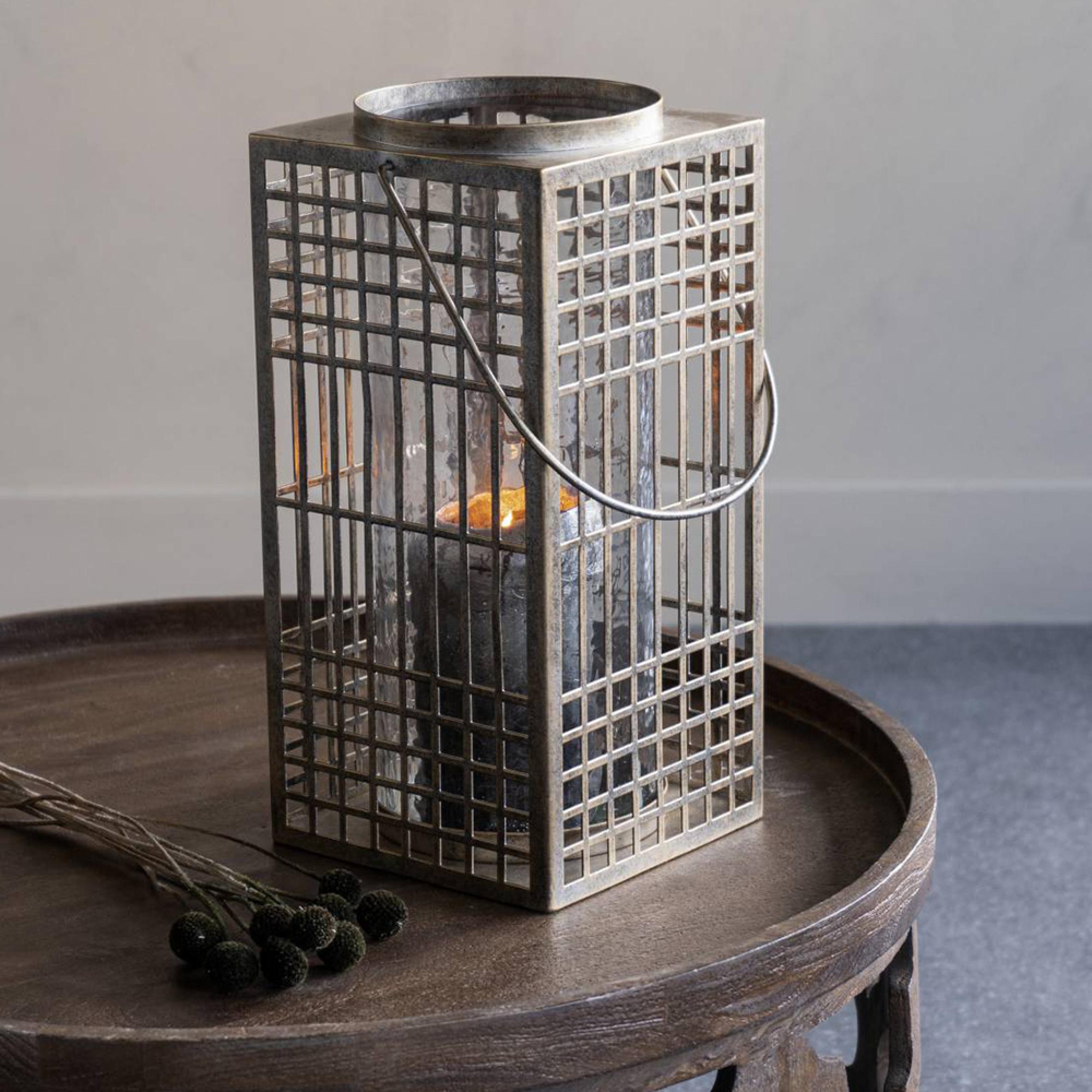 Barossa Lantern - Fretwork - Aged Gold Metal