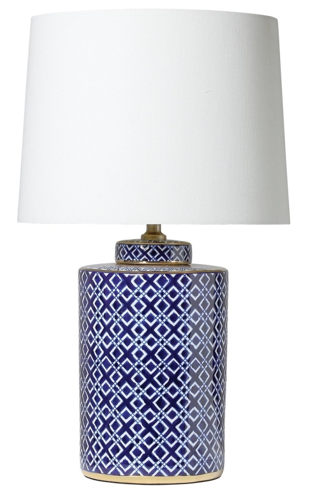 Marseille Geometric Table Lamp - Blue and White