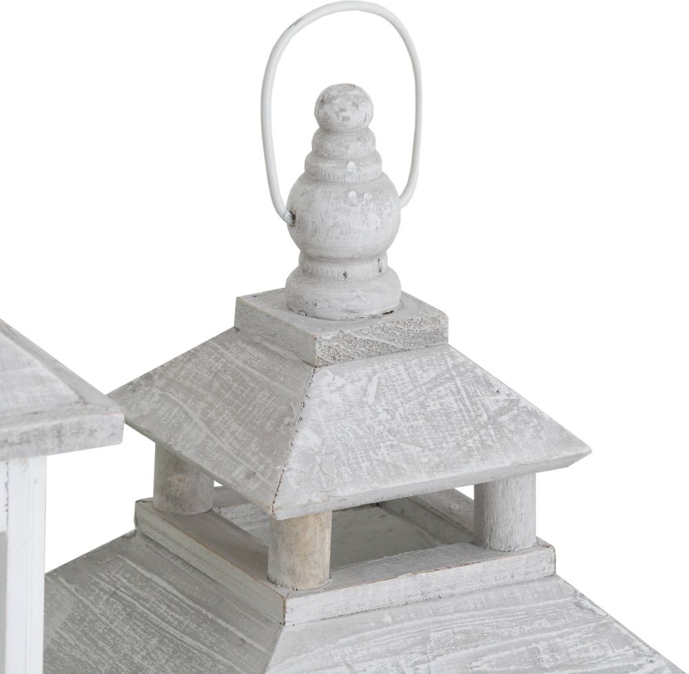 White Window Style Lanterns - Set of 3 - Open Top