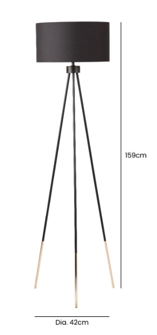 Floor Lamp - Tripod - Black Shade