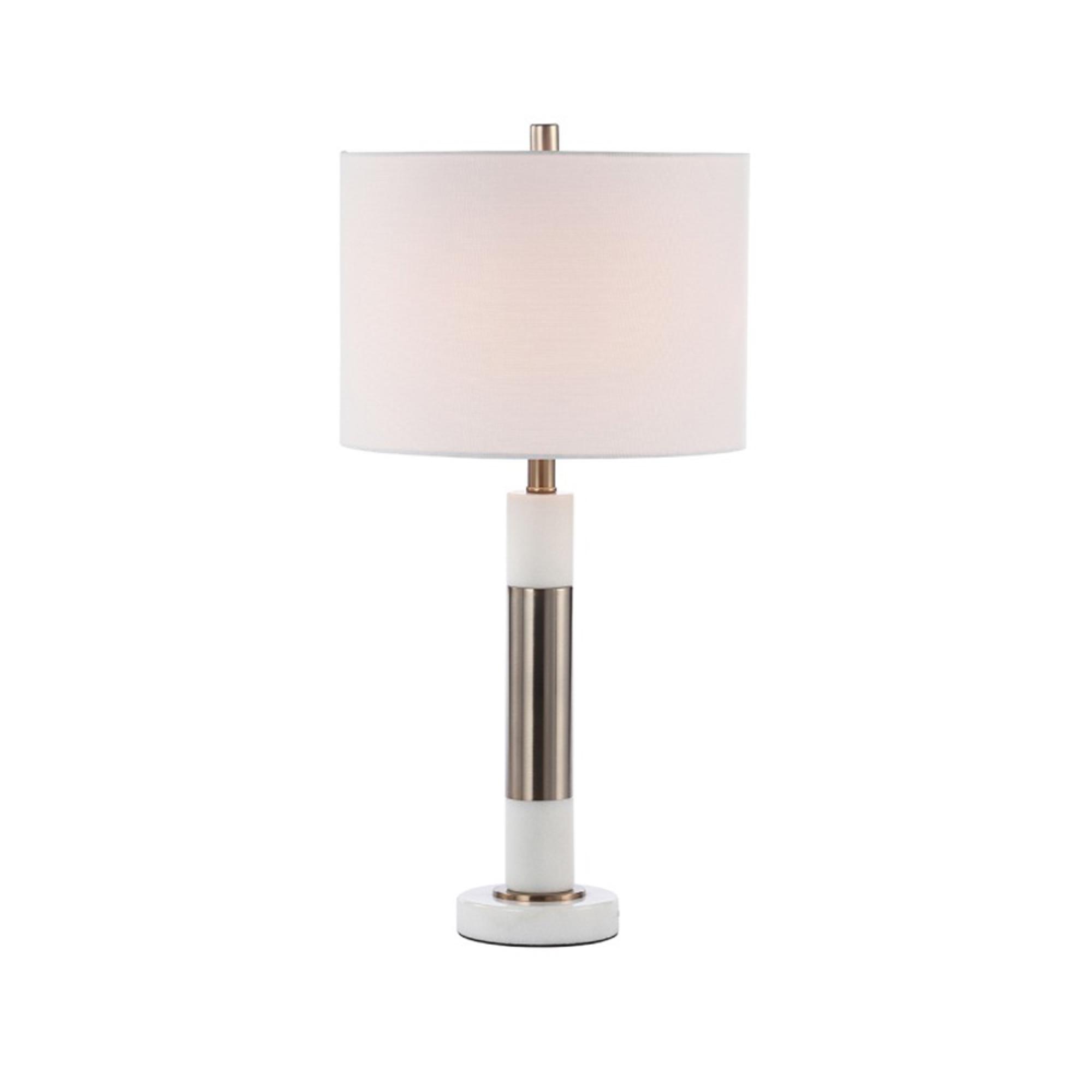 Table Lamp - White Linen and Ceramic