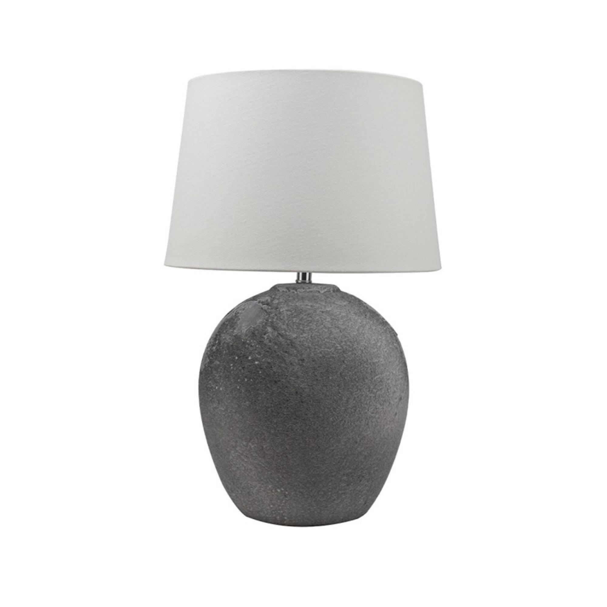 Table Lamp - White Linen and Grey Ceramic