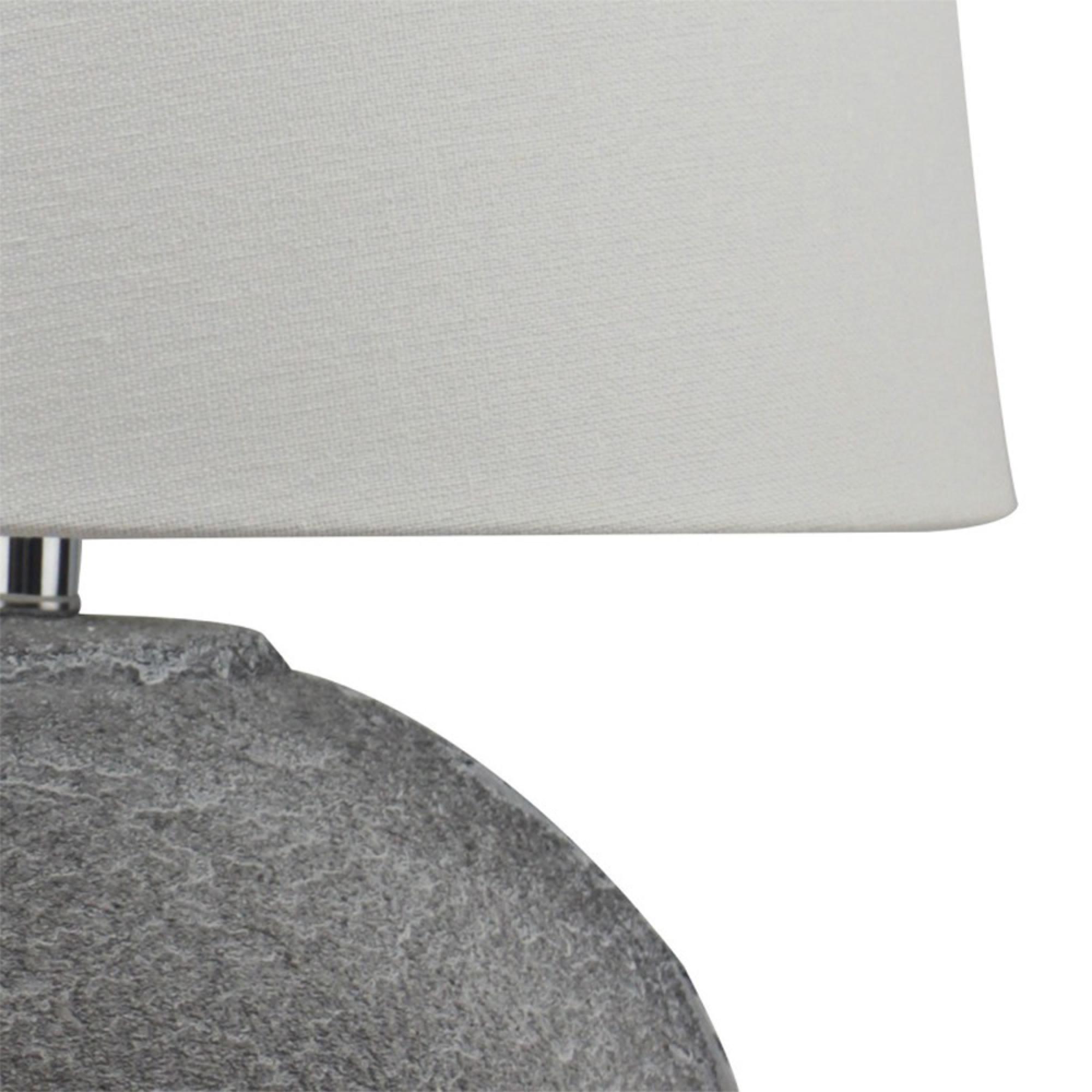 Table Lamp - White Linen and Grey Ceramic