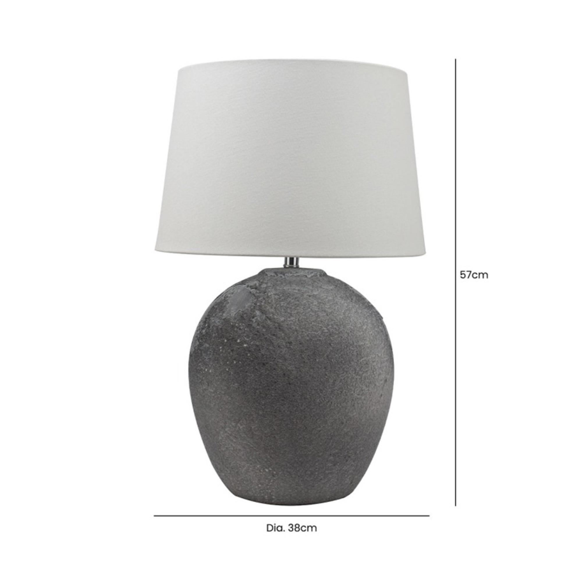 Table Lamp - White Linen and Grey Ceramic