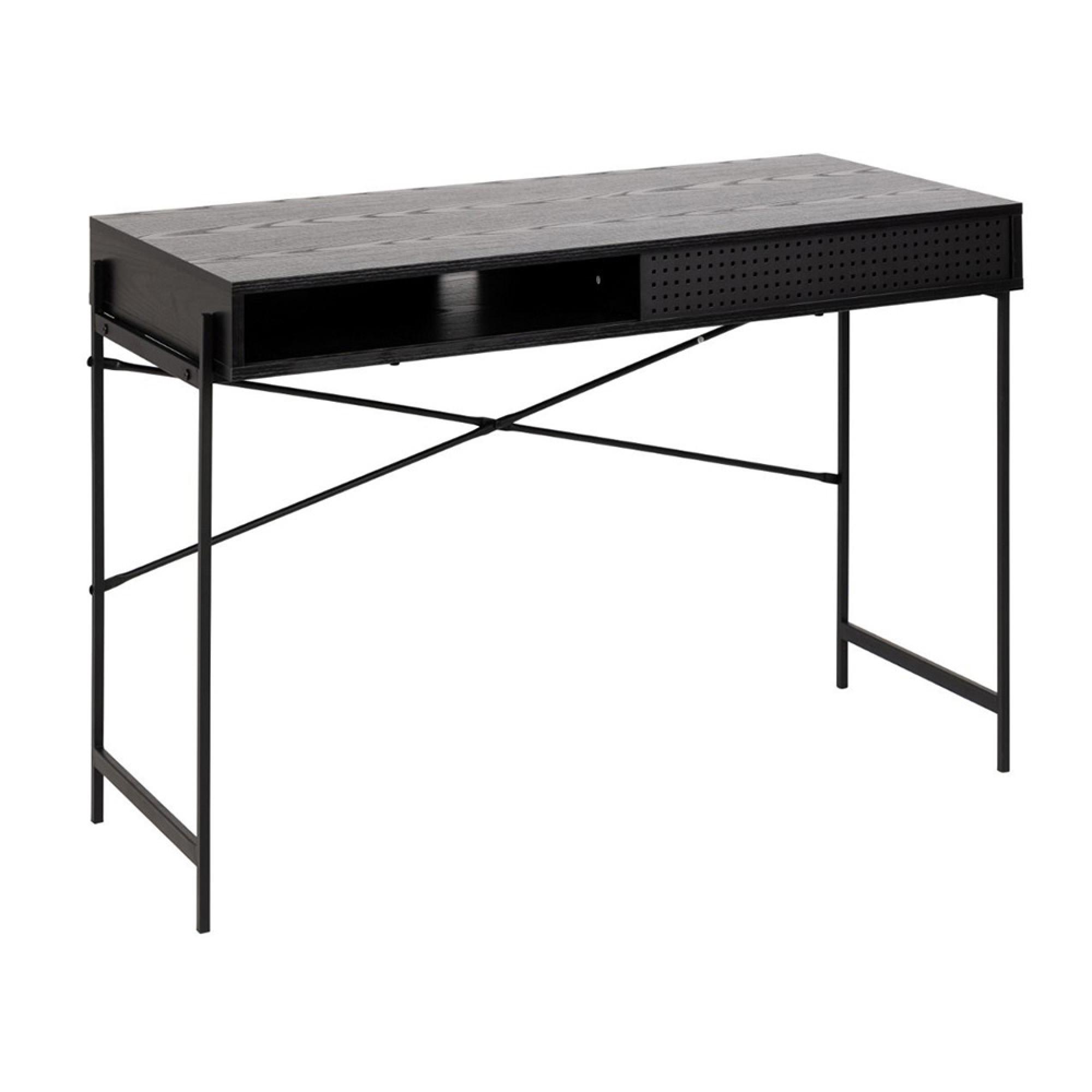 Angus Black Ash Sliding Door Desk