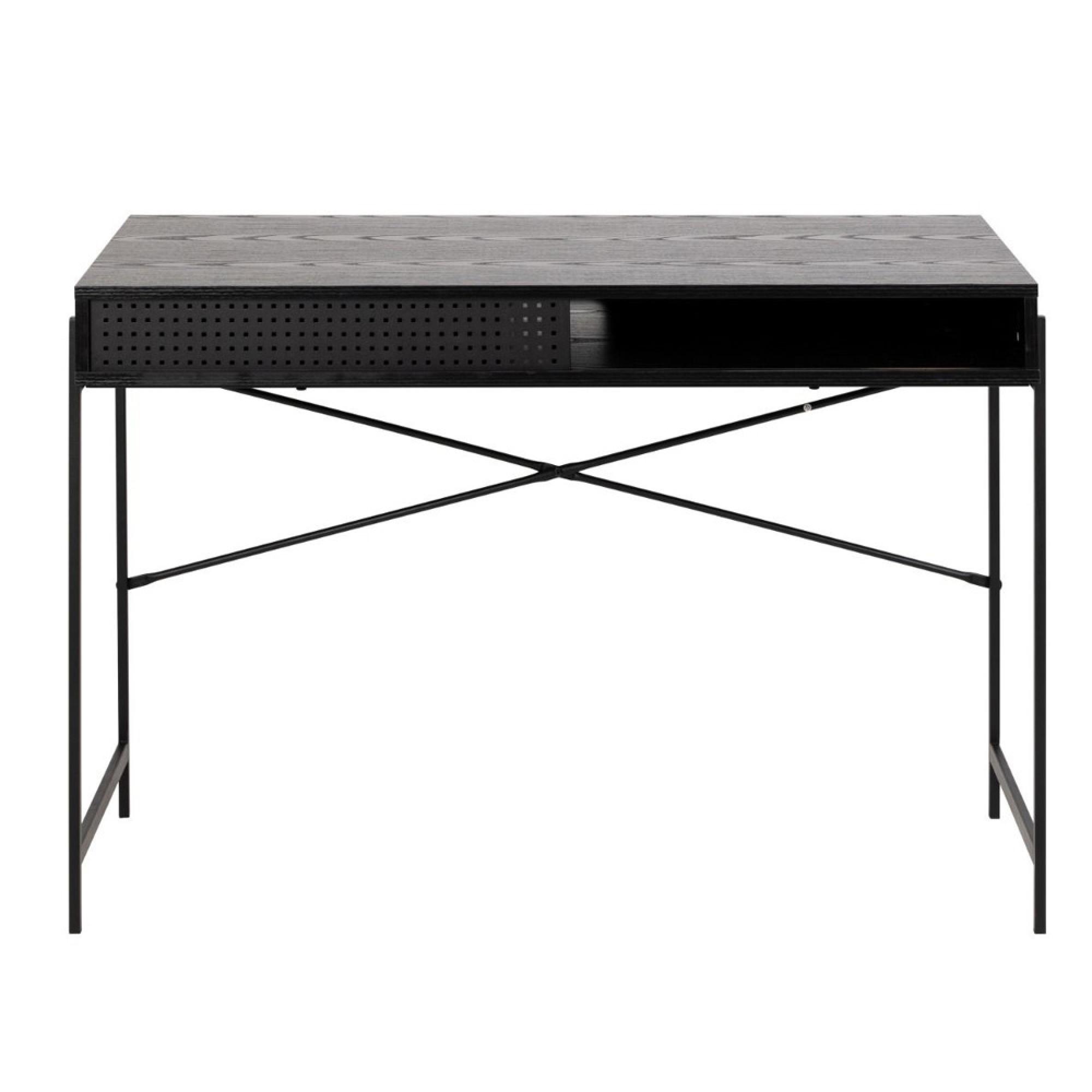 Angus Black Ash Sliding Door Desk